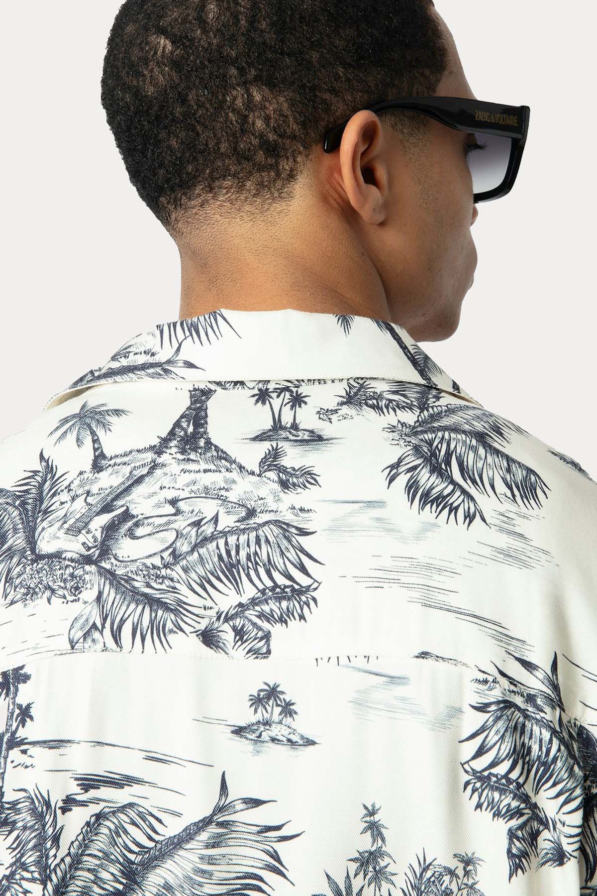 Zadig & Voltaire Fermuarlı Palmiye Temalı İnce Kumaş Gömlek