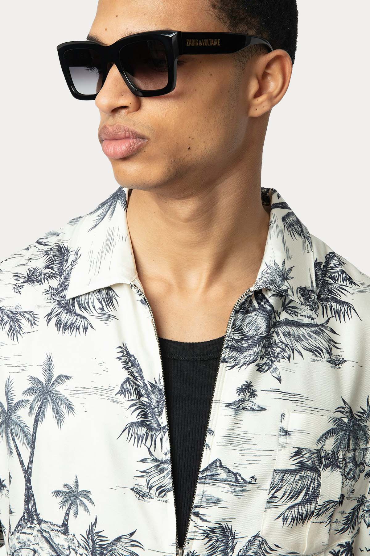 Zadig & Voltaire Fermuarlı Palmiye Temalı İnce Kumaş Gömlek