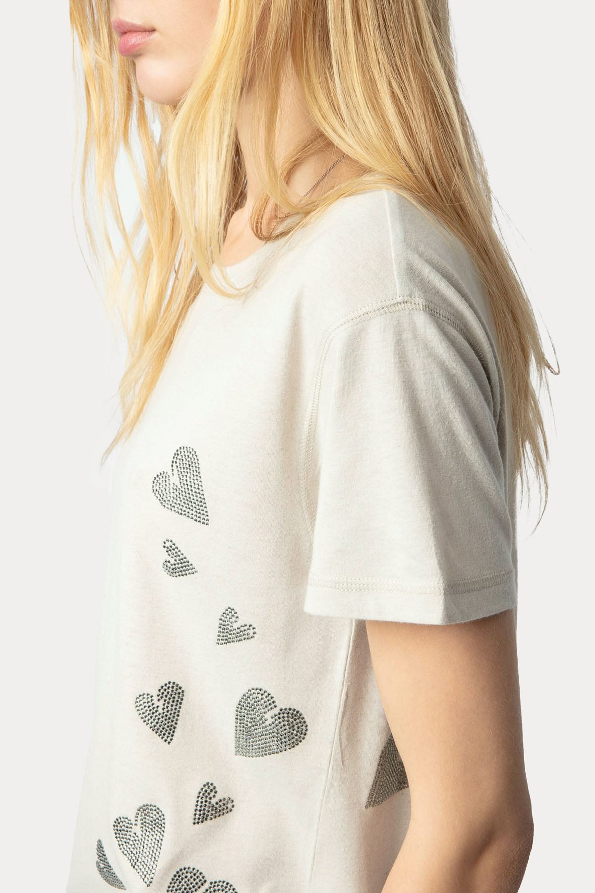 Zadig & Voltaire Parlak Taş Aksesuarlı Yuvarlak Yaka T-shirt