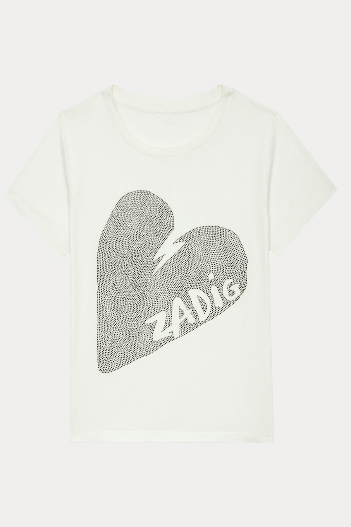 Zadig & Voltaire Regular Fit Parlak Taşlı Kalp Logolu T-shirt