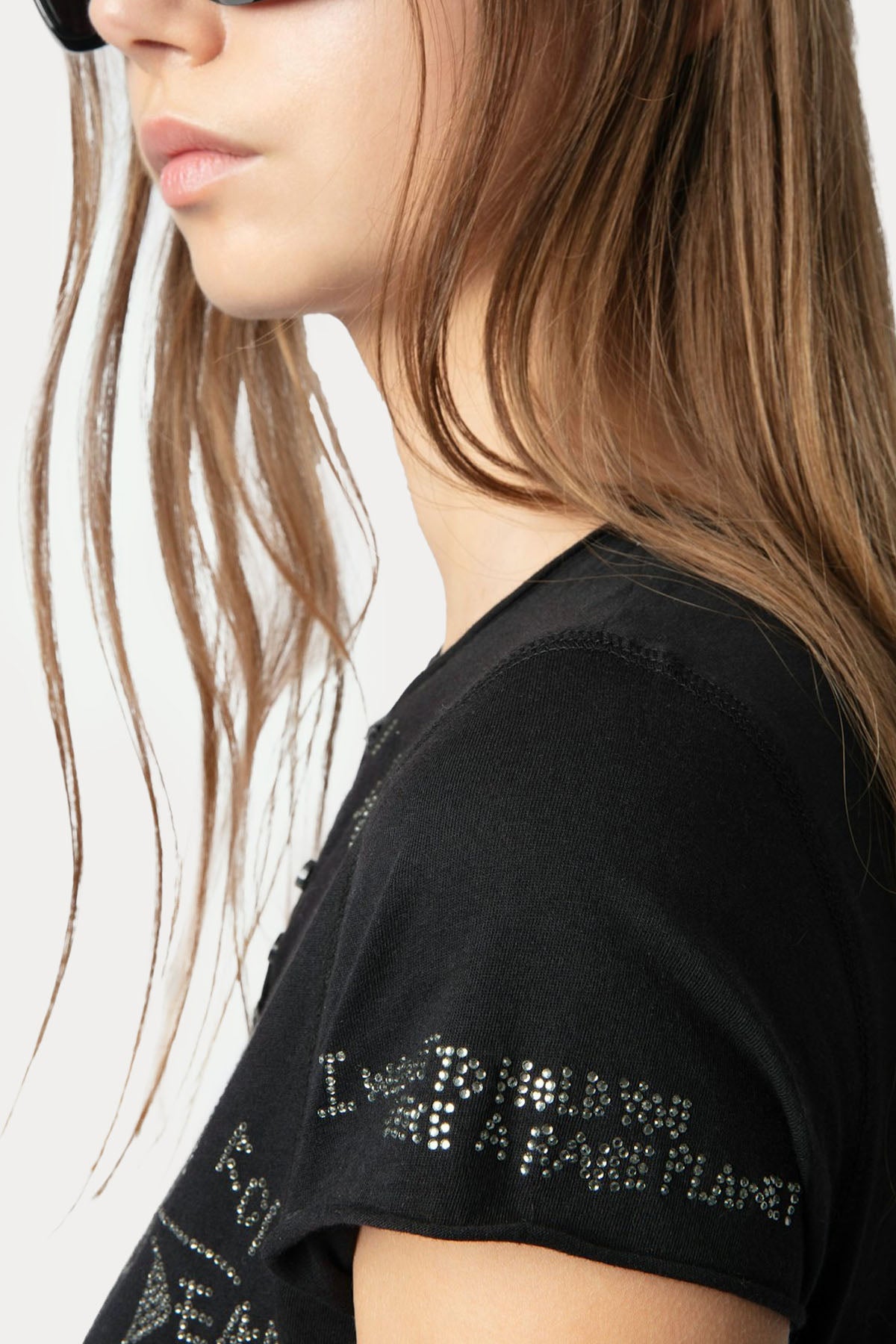 Zadig & Voltaire Parlak Taşlı Logo Desenli T-shirt