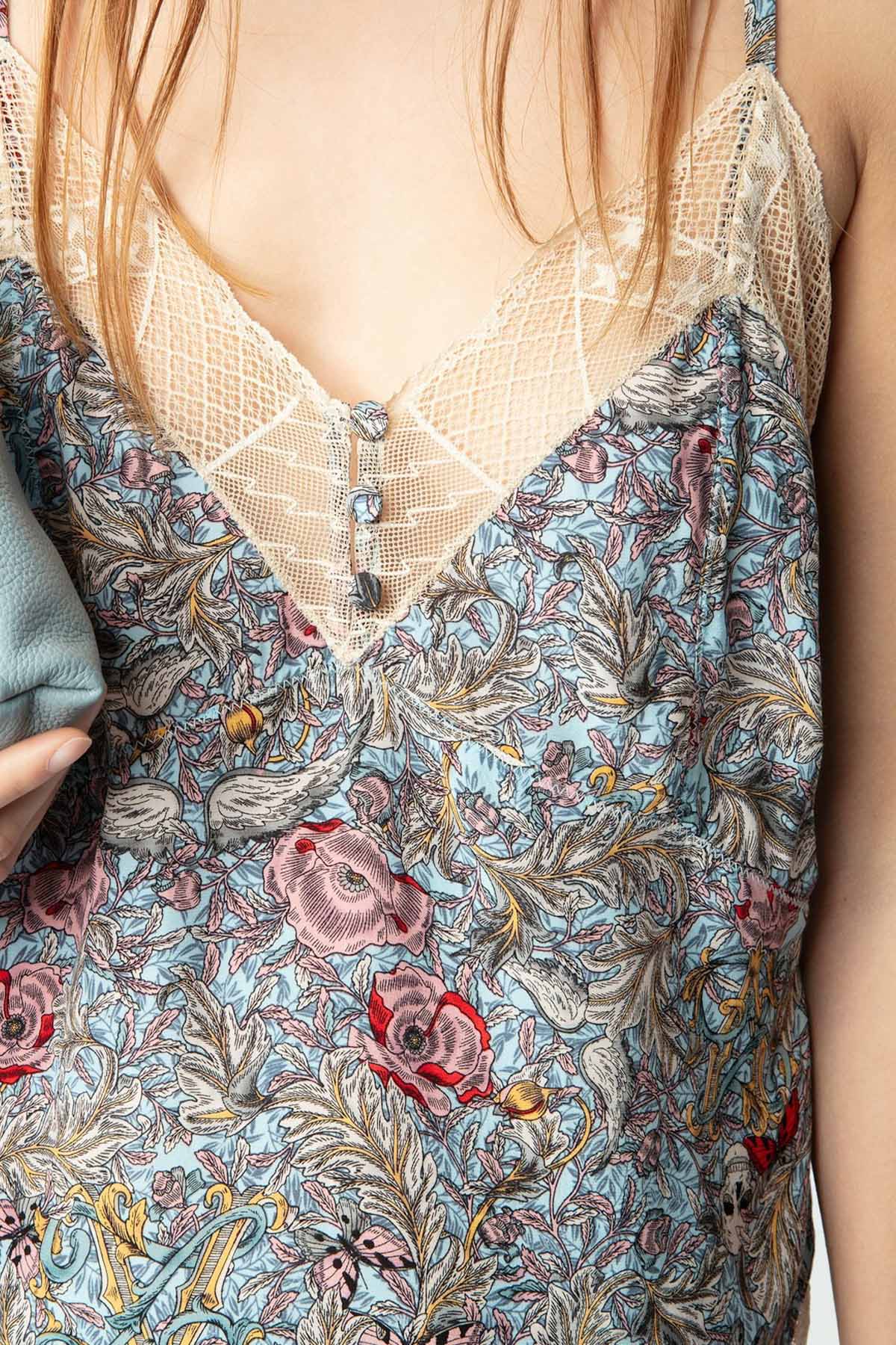 Zadig & Voltaire Desenli Dantel Nakış Askılı Bluz