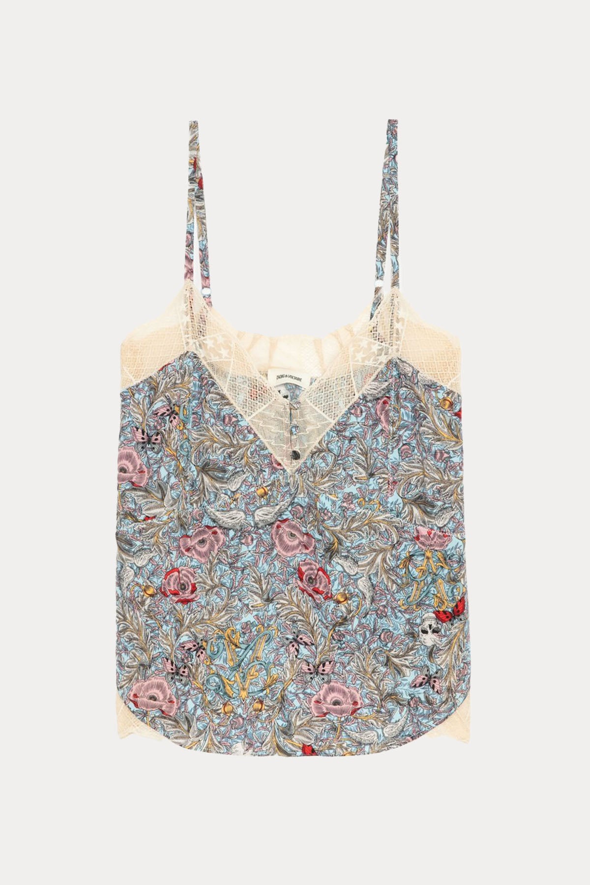 Zadig & Voltaire Desenli Dantel Nakış Askılı Bluz