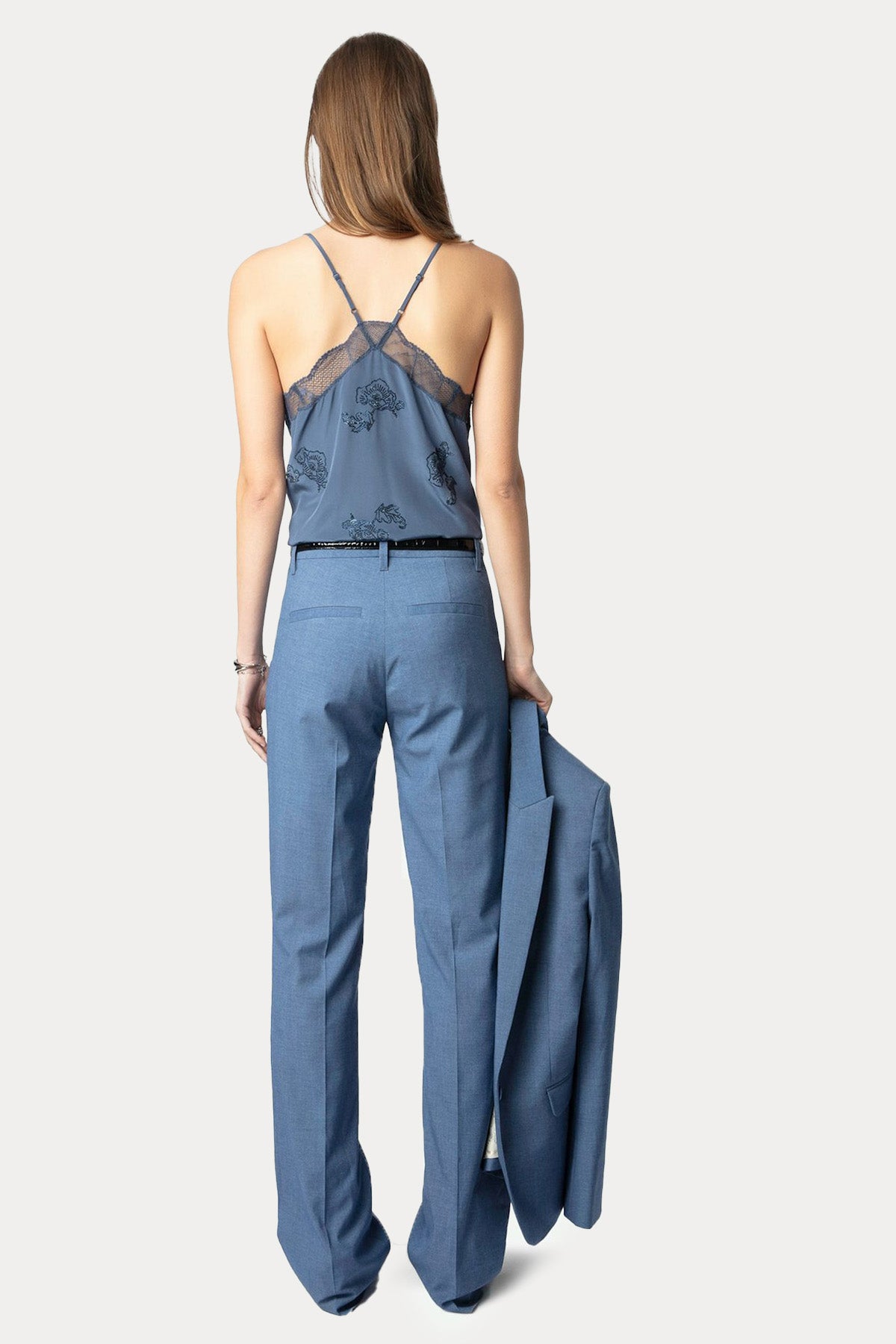 Zadig & Voltaire Parlak Taş Aksesuarlı Dantel Nakış Askılı Bluz