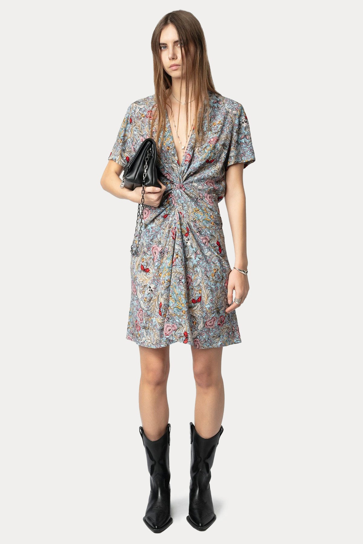 Zadig & Voltaire V Yaka Desenli Mini Elbise