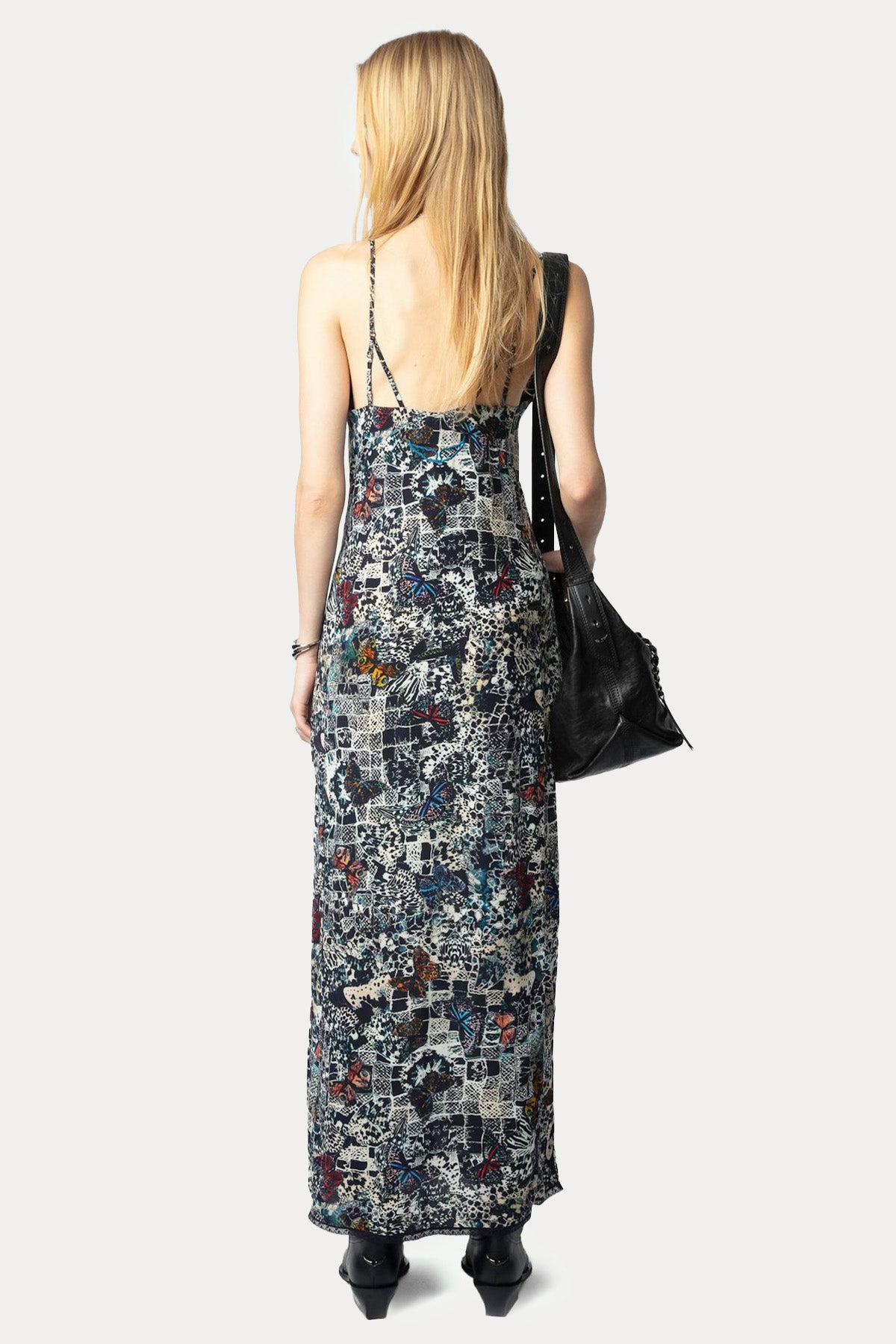 Zadig & Voltaire Desenli V Yaka Askılı Maxi Elbise