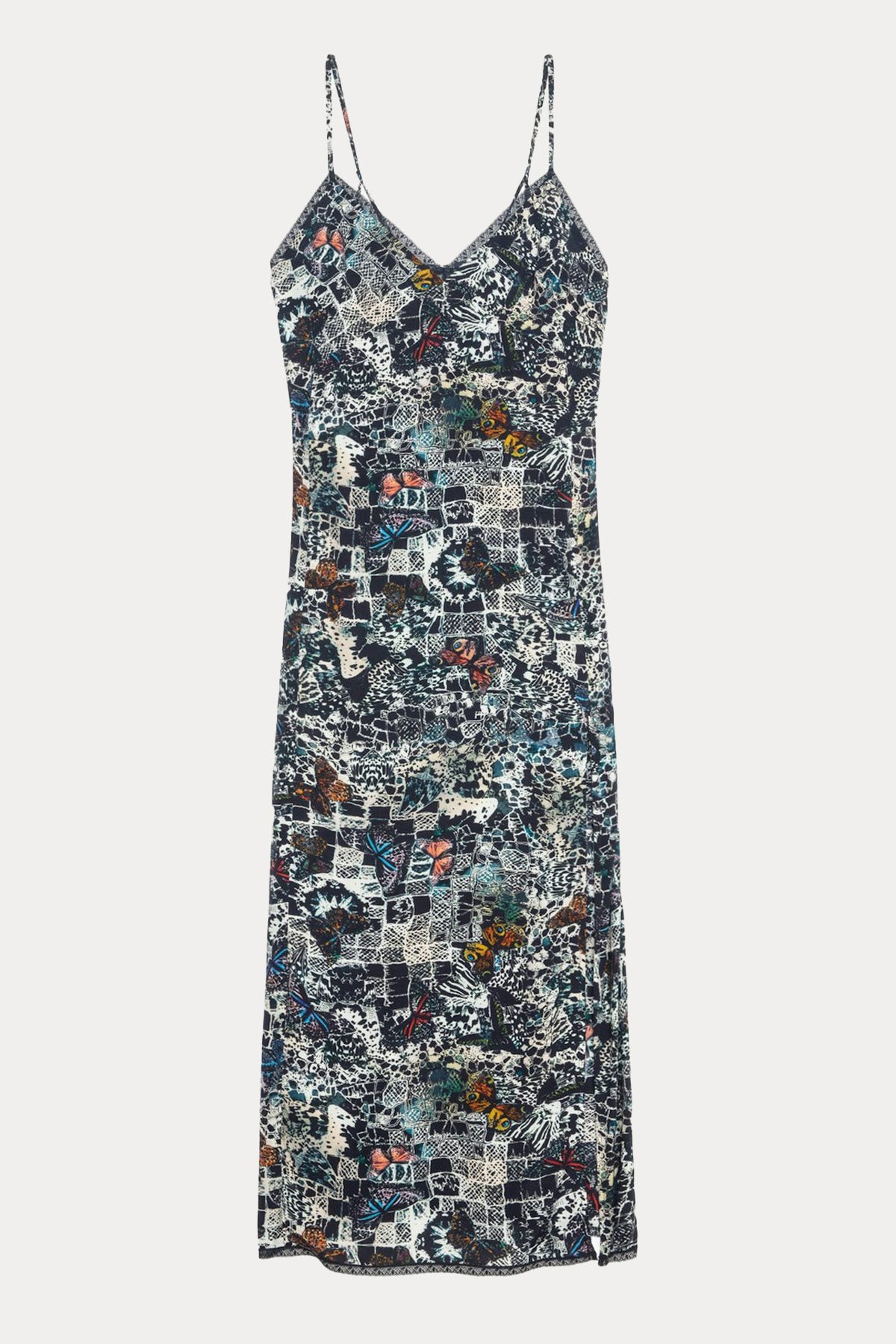Zadig & Voltaire Desenli V Yaka Askılı Maxi Elbise