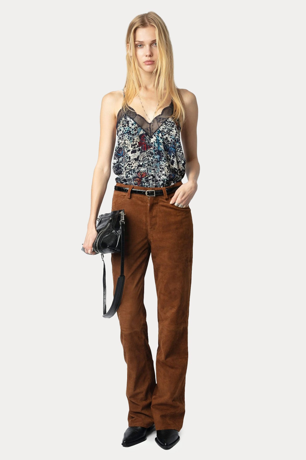 Zadig & Voltaire Renkli Desenli Dantel Nakış Askılı Bluz