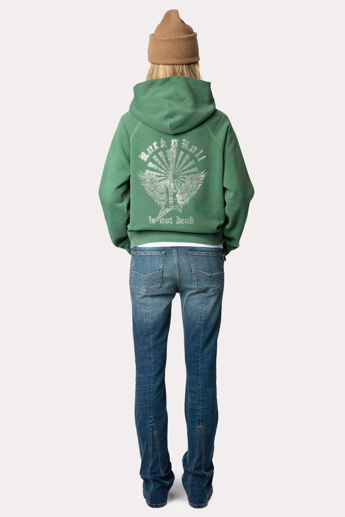 Zadig & Voltaire Sırtta Parlak Taş Aksesuarlı Logo Desenli Kapüşonlu Sweatshirt