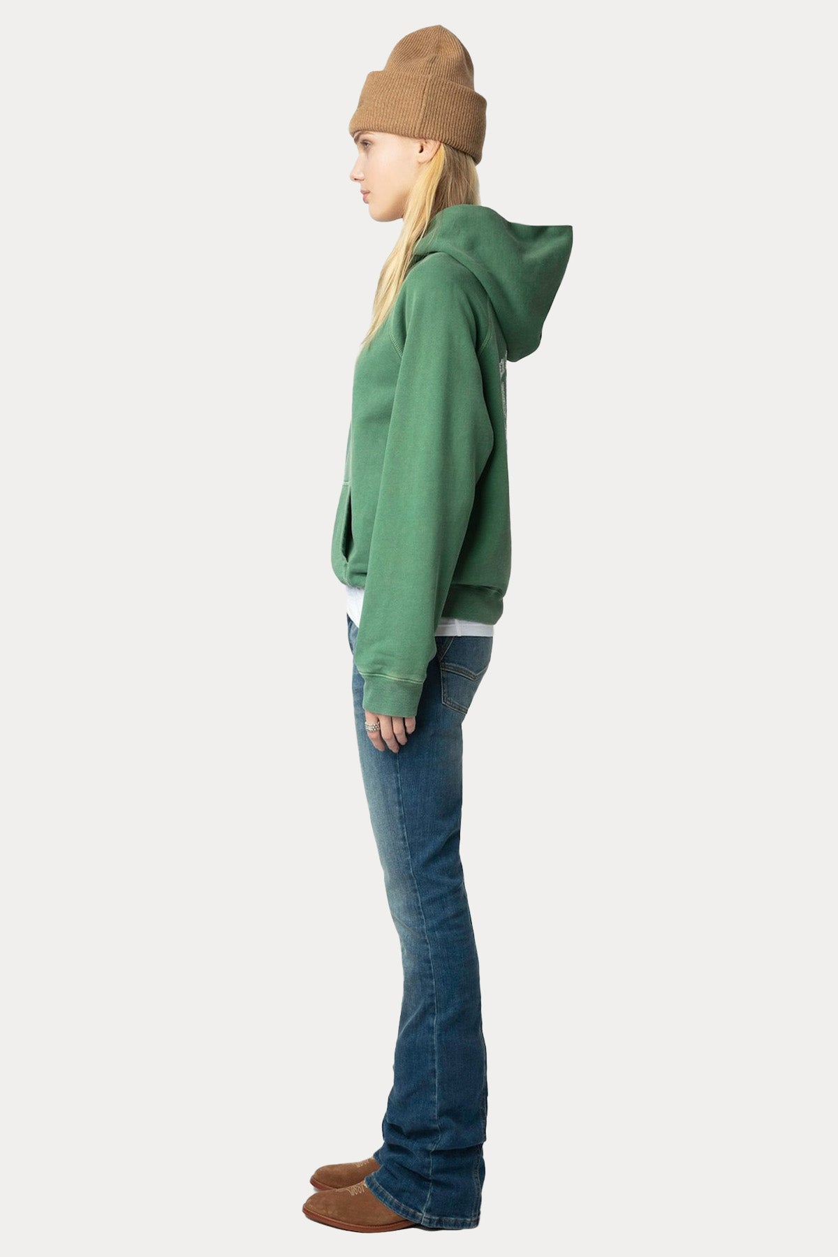 Zadig & Voltaire Sırtta Parlak Taş Aksesuarlı Logo Desenli Kapüşonlu Sweatshirt