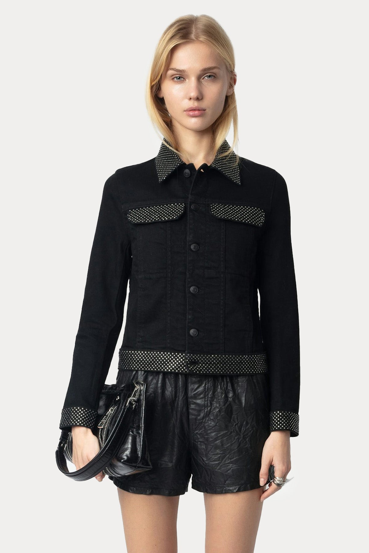 Zadig & Voltaire Parlak Taş Aksesuarlı Denim Ceket