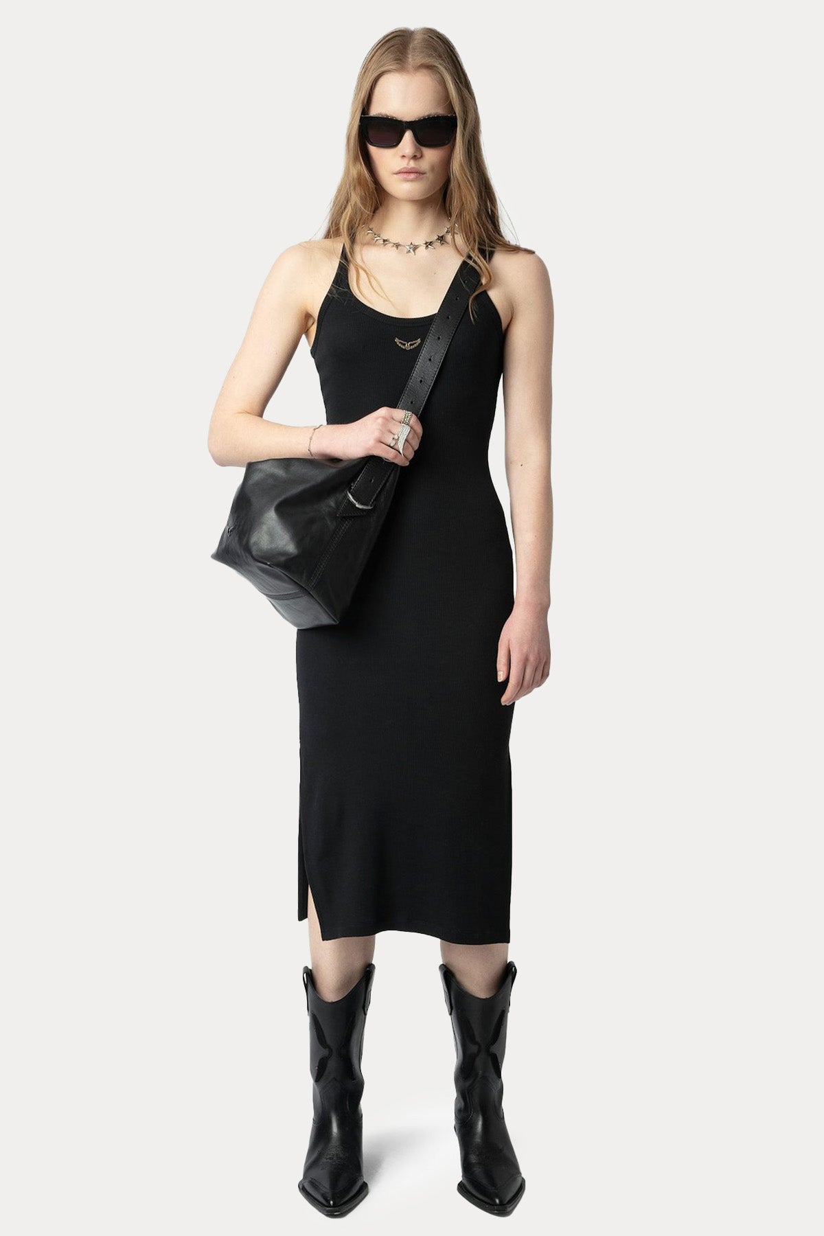 Zadig & Voltaire Slim Fit Logolu Streç Midi Elbise