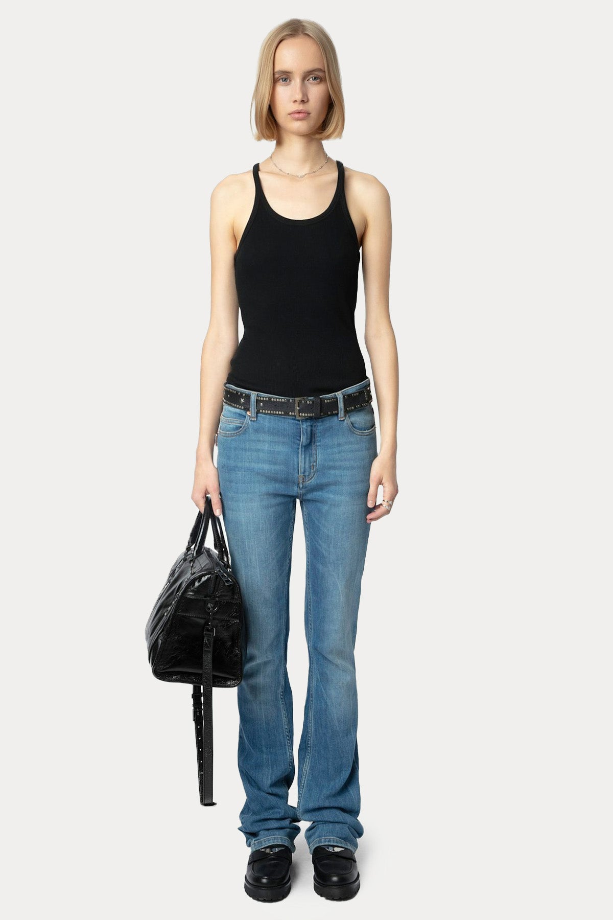 Zadig & Voltaire Yuvarlak Yaka Logolu Streç Bluz