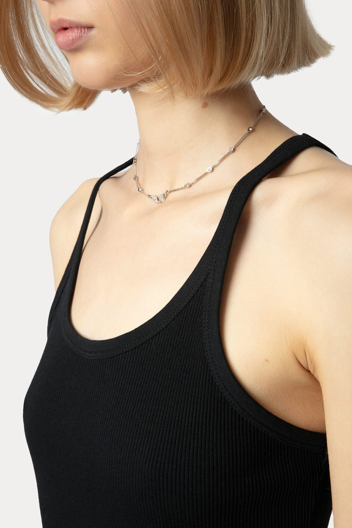 Zadig & Voltaire Yuvarlak Yaka Logolu Streç Bluz