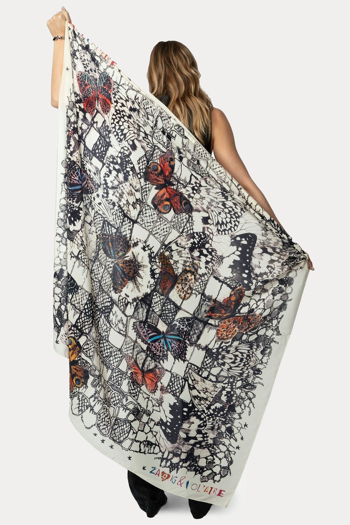 Zadig & Voltaire Logo Desenli İpek Şal