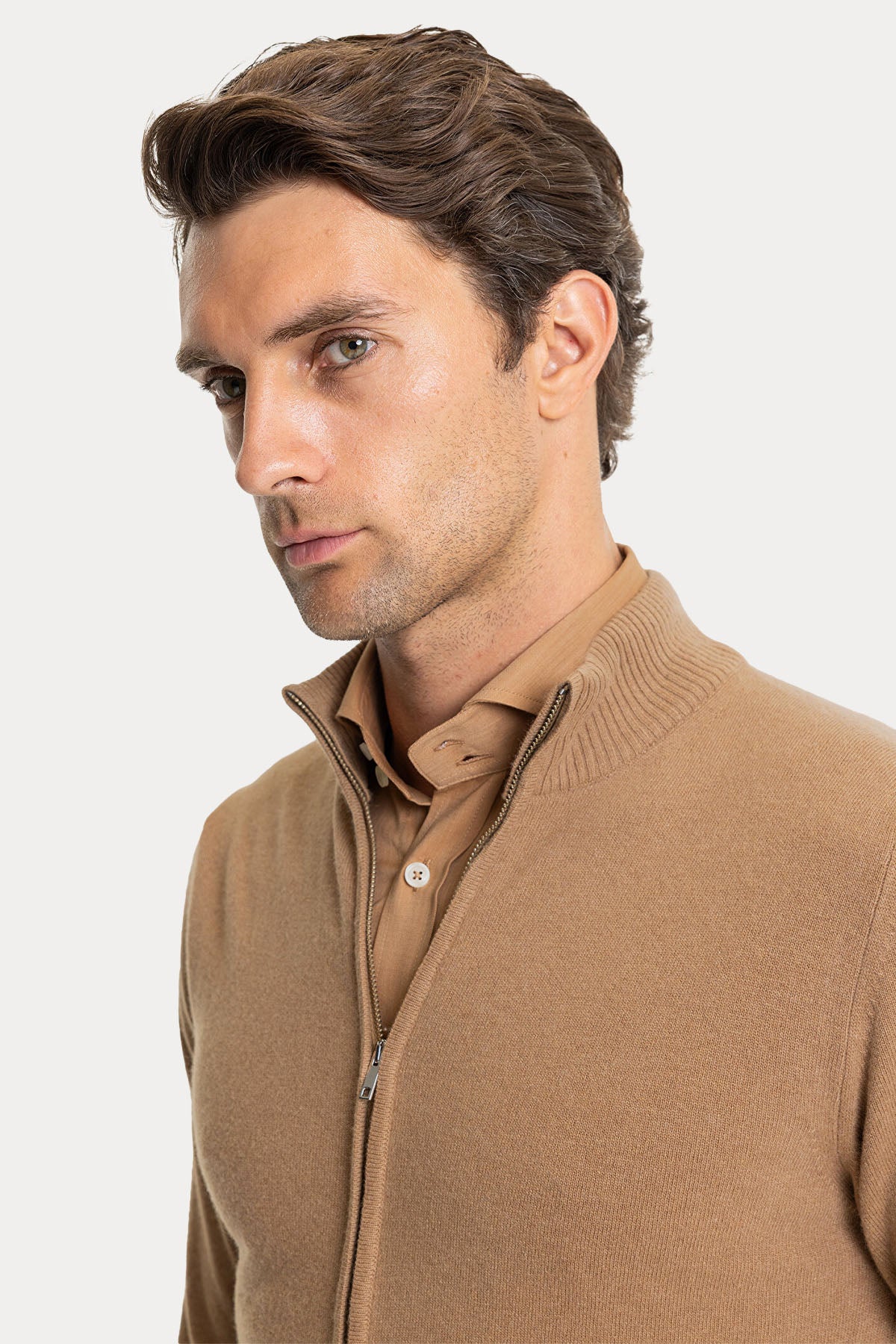 Manifattura Dik Yaka Kaşmir Örgü Yün Triko Ceket