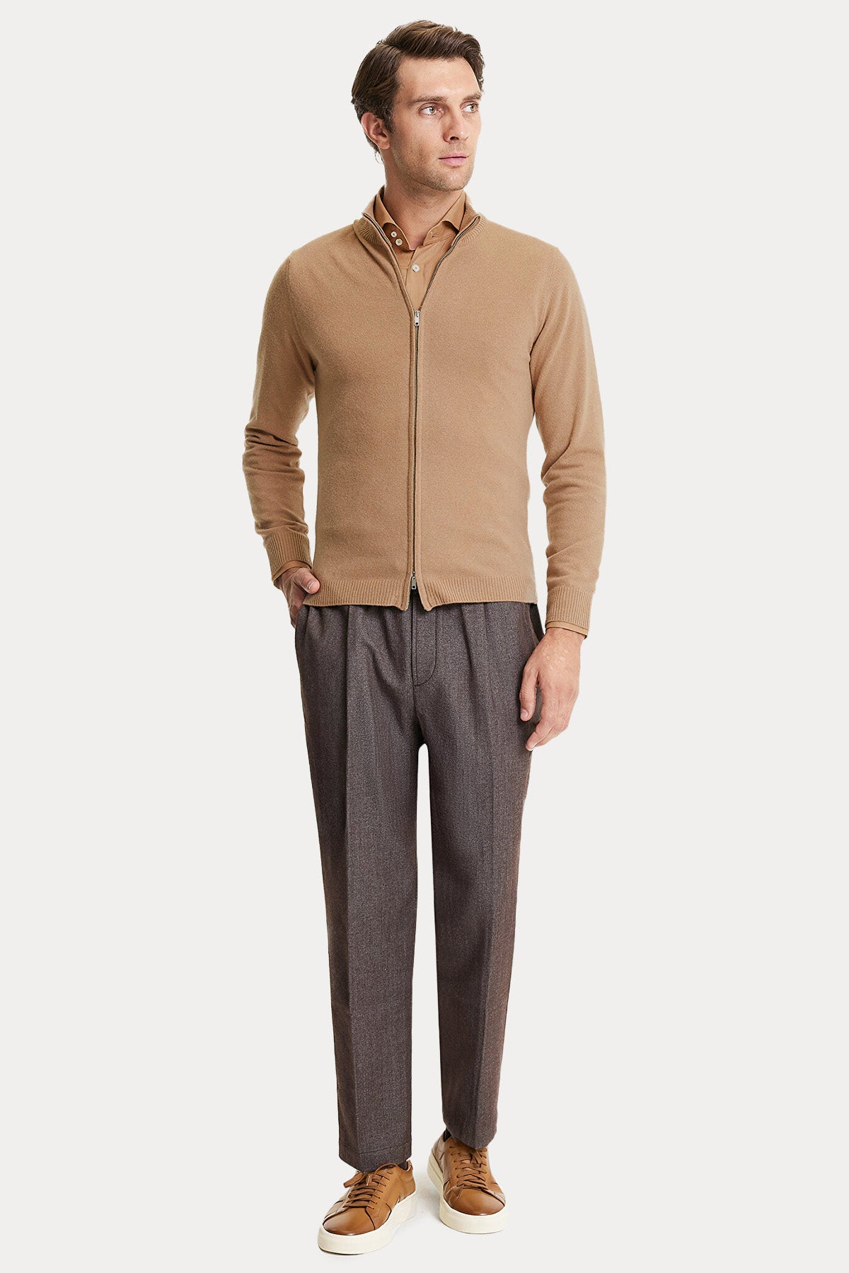 Manifattura Dik Yaka Kaşmir Örgü Yün Triko Ceket