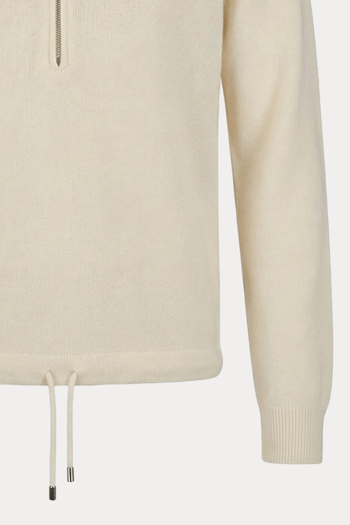 Manifattura Yarım Fermuarlı Dik Yaka Kaşmir Örgü Yün Triko
