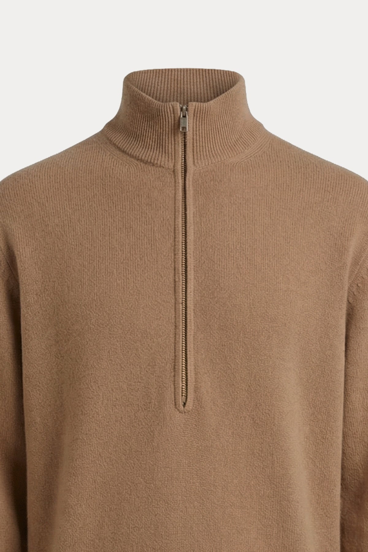 Manifattura Yarım Fermuarlı Dik Yaka Kaşmir Örgü Yün Triko