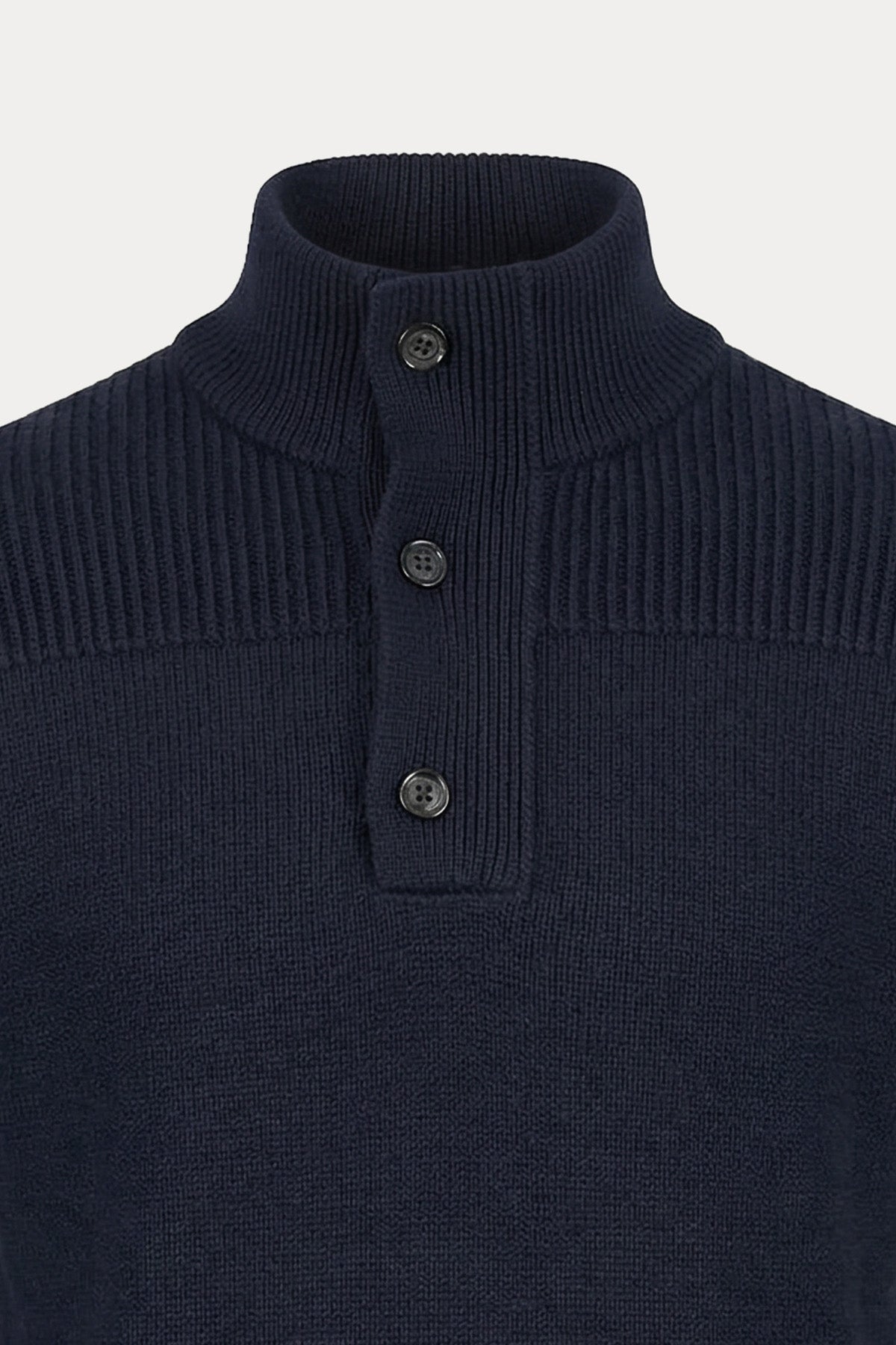 Manifattura Fermuarlı Düğmeli Perkins Yaka Örgü Yün Triko