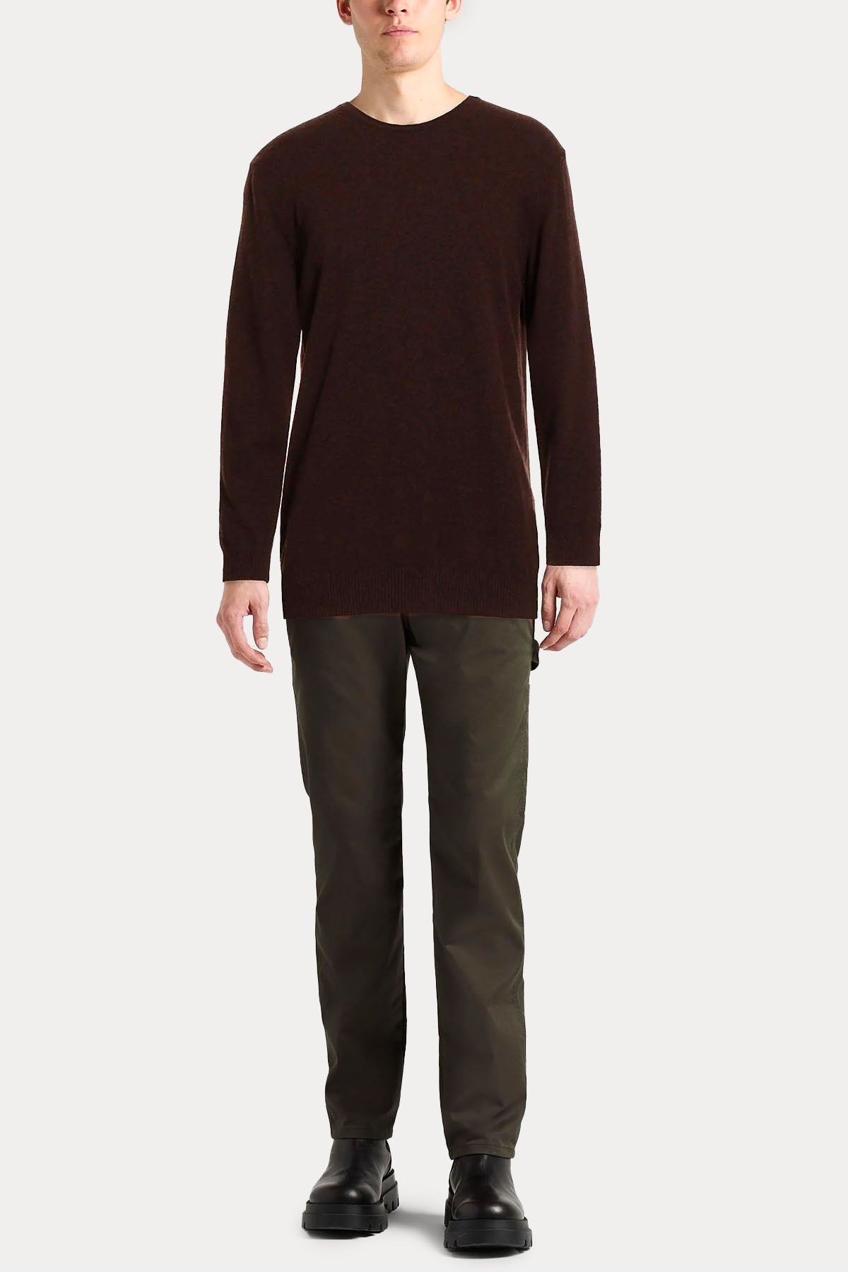 Manifattura Yuvarlak Yaka İnce Örgü Yün Triko