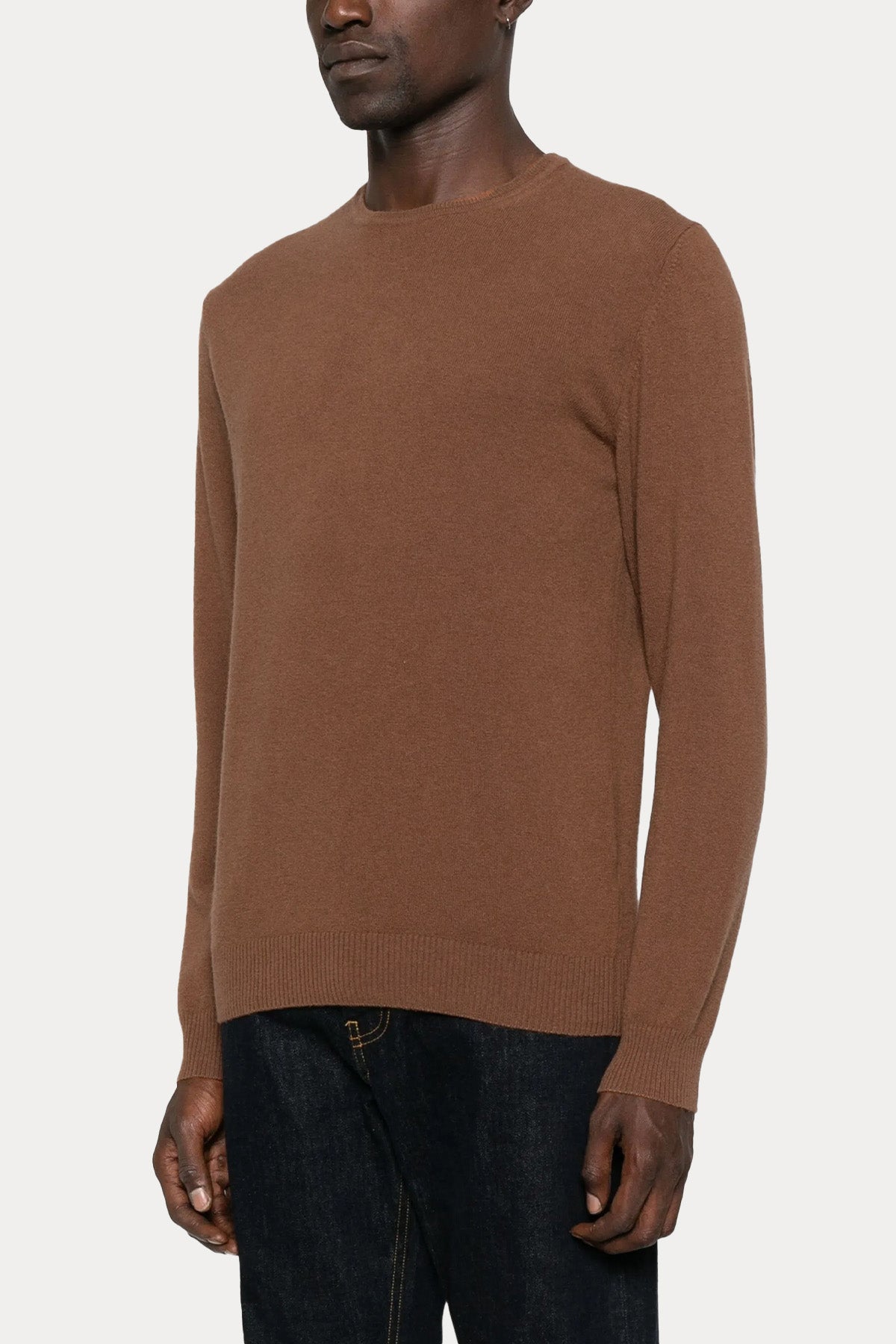 Manifattura Yuvarlak Yaka İnce Örgü Yün Triko