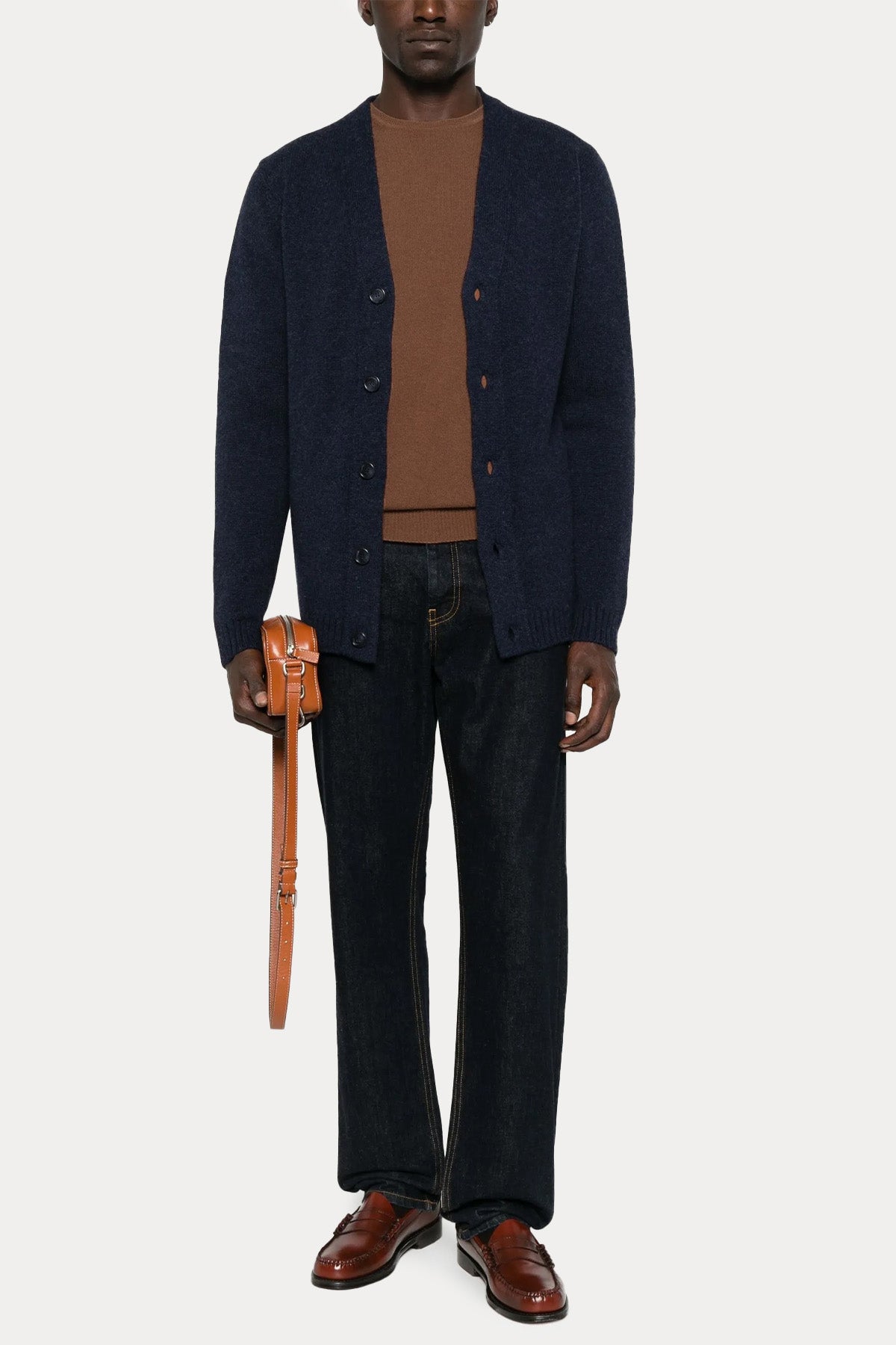 Manifattura Yuvarlak Yaka İnce Örgü Yün Triko