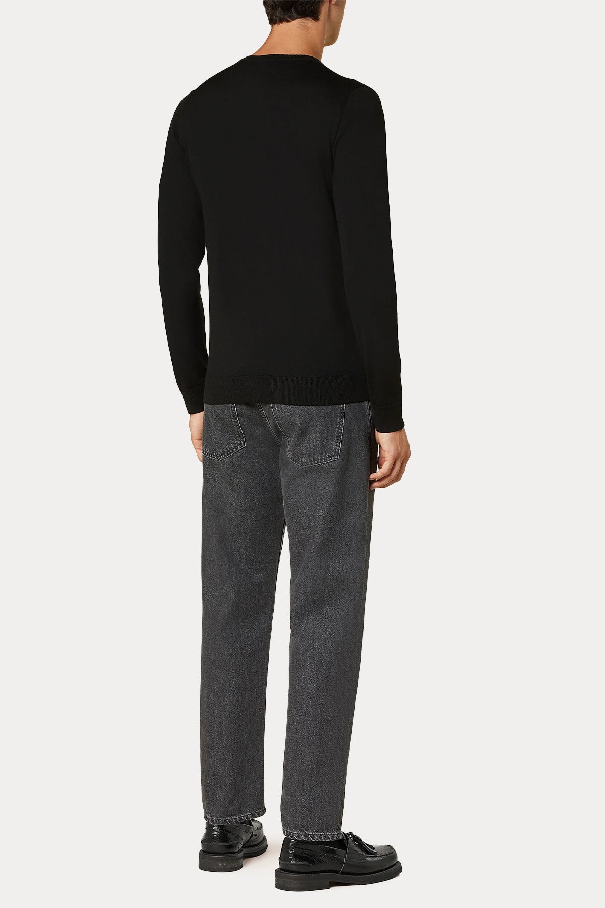 Manifattura Yuvarlak Yaka İnce Örgü Yün Triko