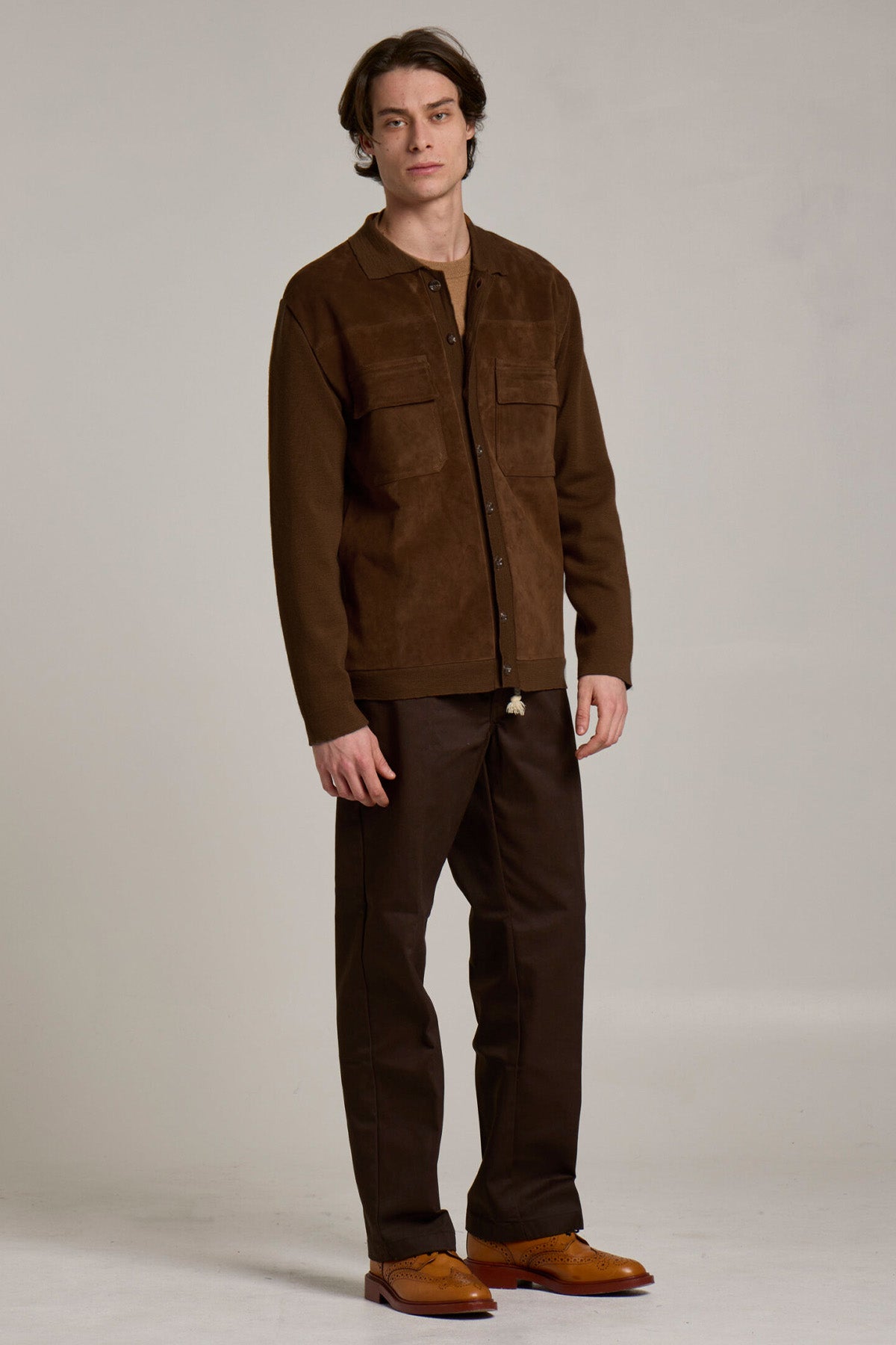 Manifattura Süet Örgü Yün Ceket