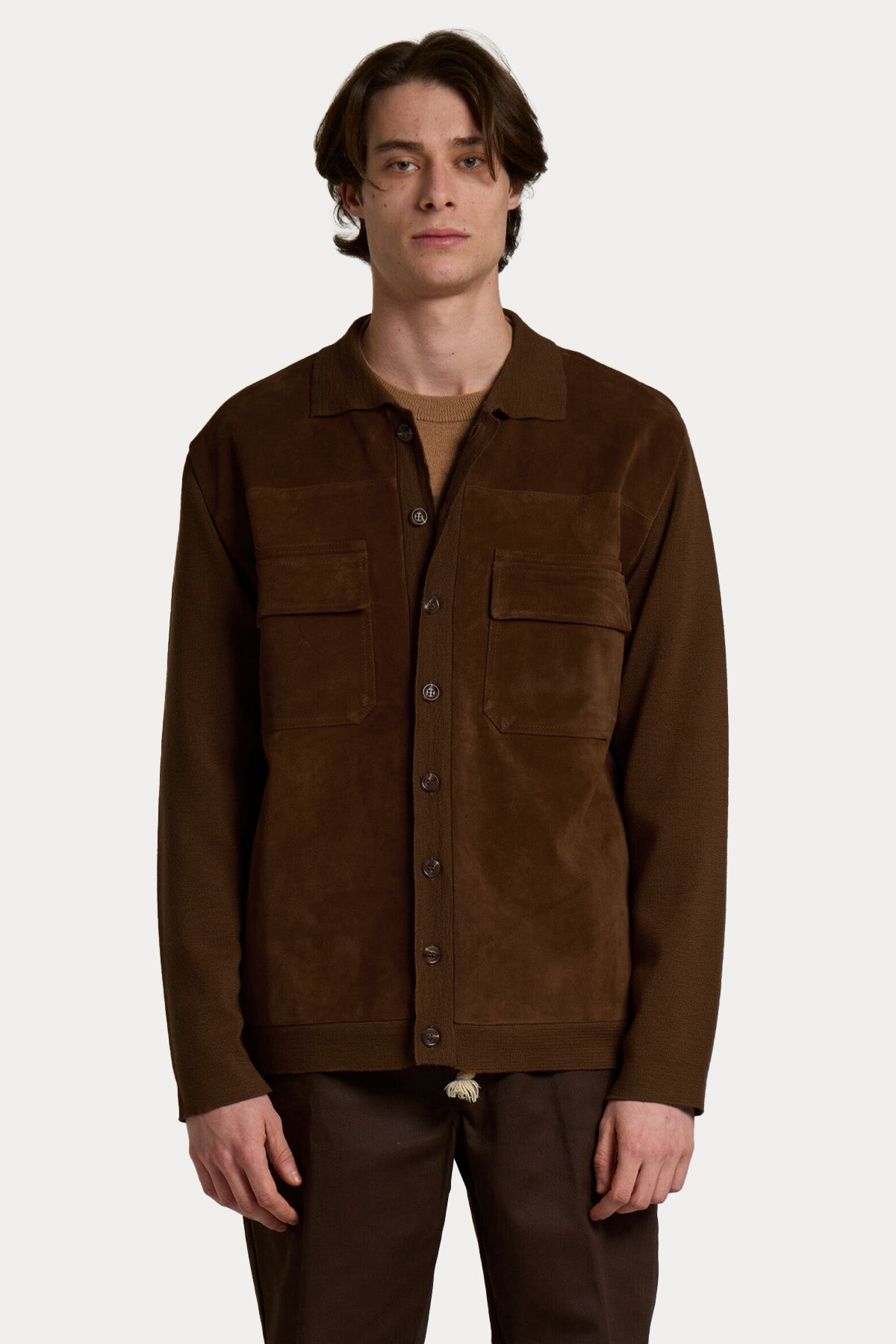 Manifattura Süet Örgü Yün Ceket