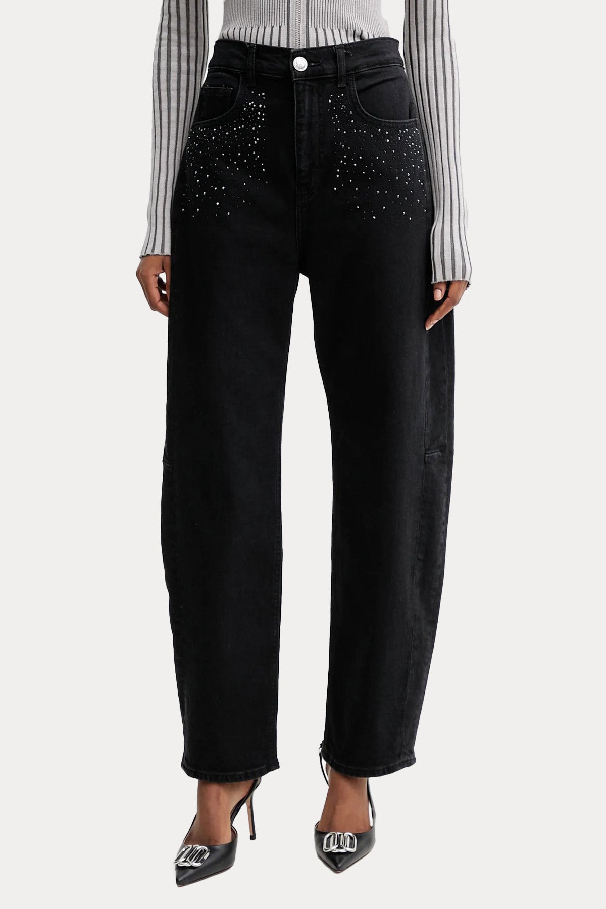 Liu Jo Mom Fit Yüksek Bel Parlak Taş Aksesuarlı Jeans