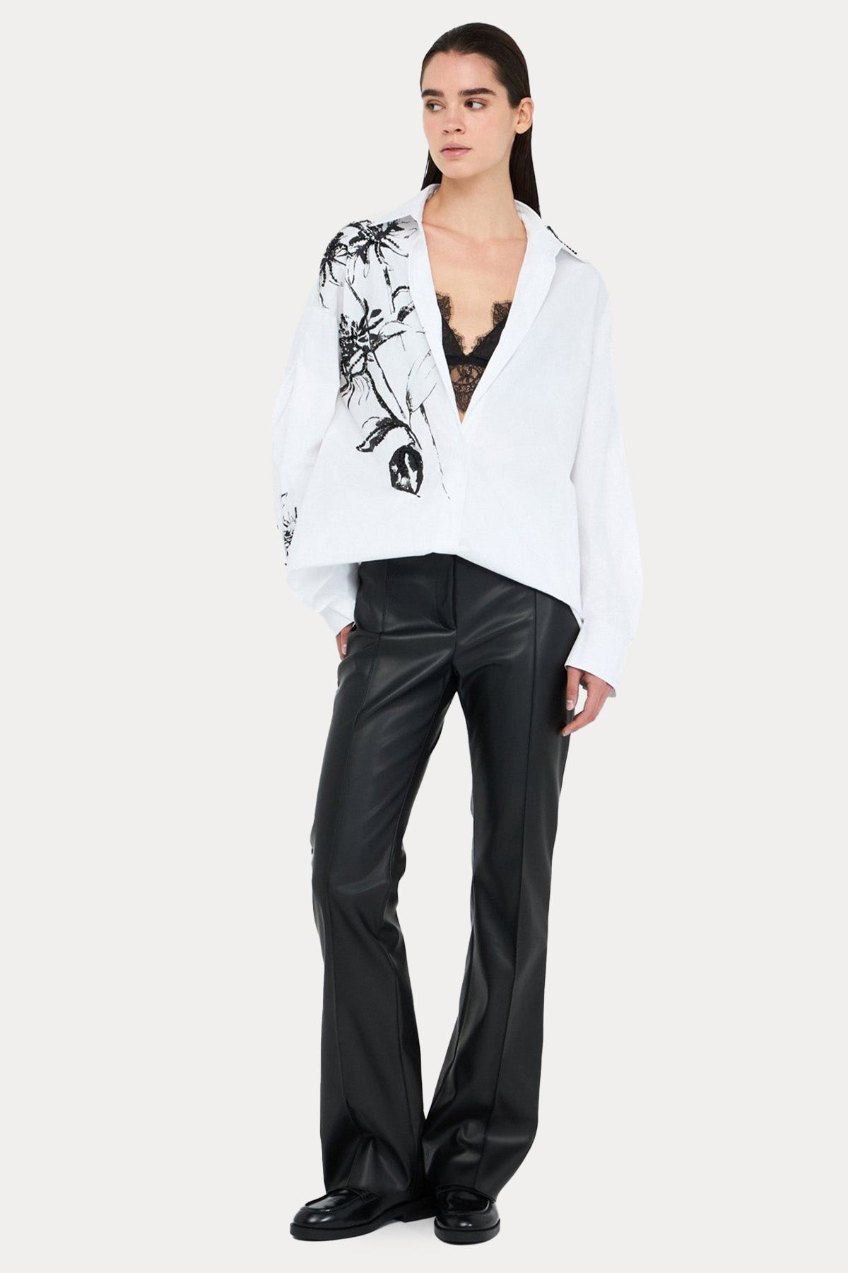 Liu Jo Relaxed Fit Parlak Taş Aksesuarlı Poplin Gömlek