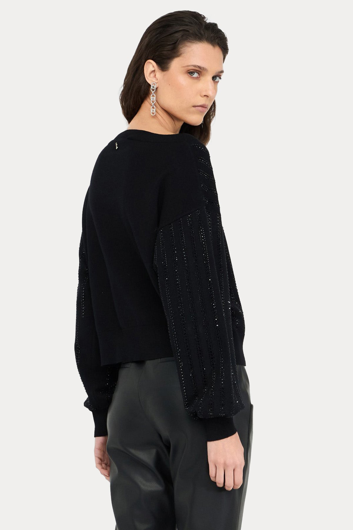 Liu Jo Kayık Yaka Parlak Taş Aksesuarlı Örgü Triko