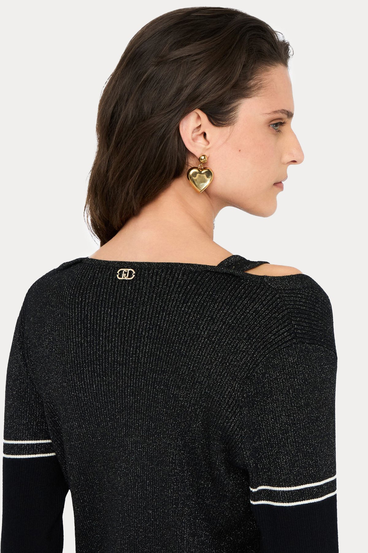 Liu Jo V Yaka Şerit Detaylı İnce Örgü Triko Ceket