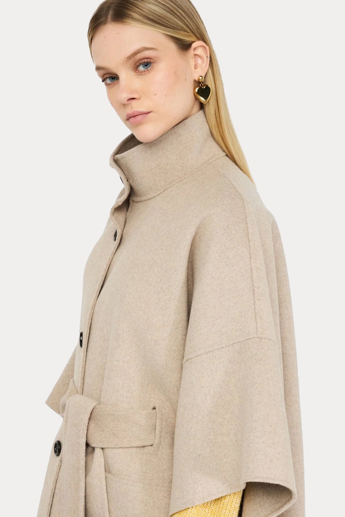 Liu Jo Dik Yaka Kemerli Yün Manto