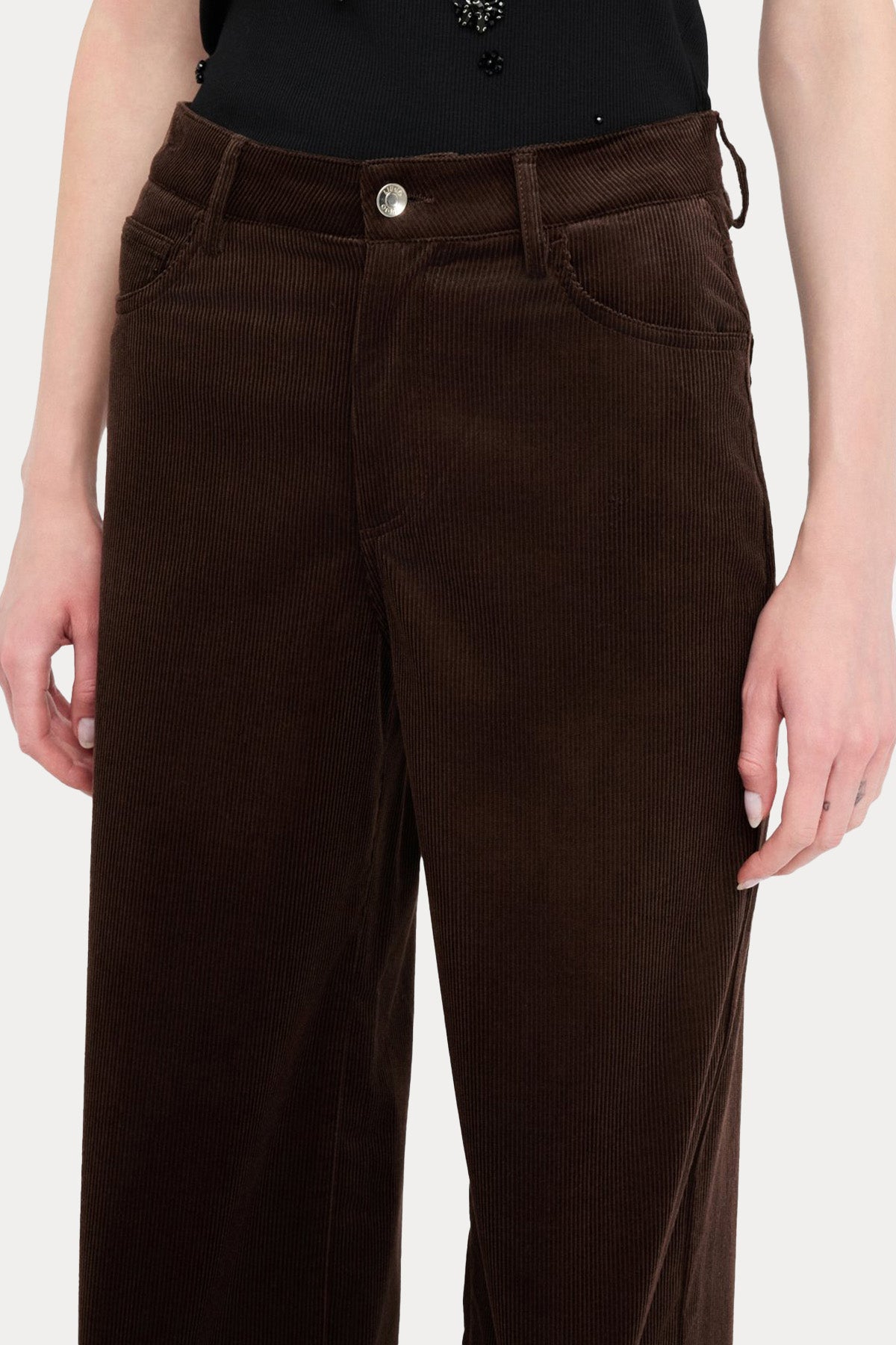 Liu Jo Relaxed Fit Yüksek Bel Fitilli Kadife Pantolon-Pantolon-Libas
