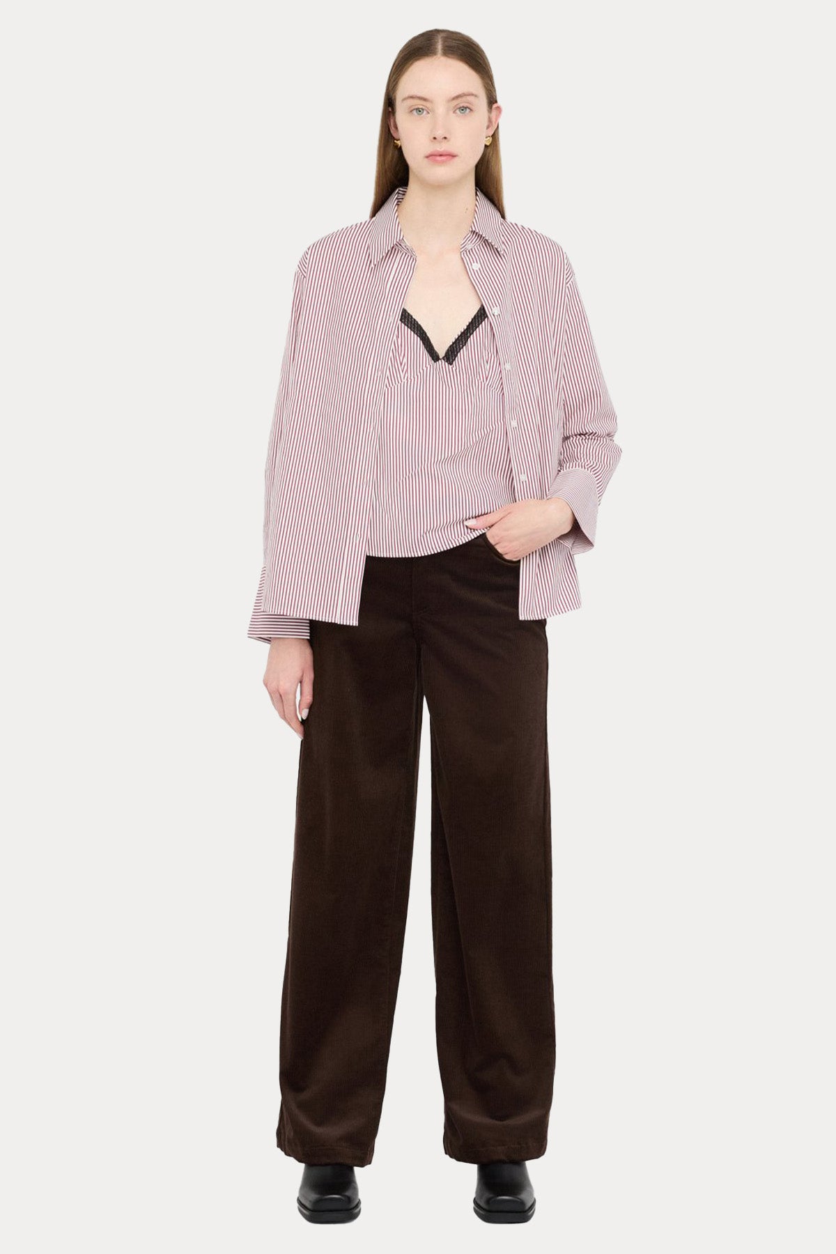 Liu Jo Relaxed Fit Yüksek Bel Fitilli Kadife Pantolon