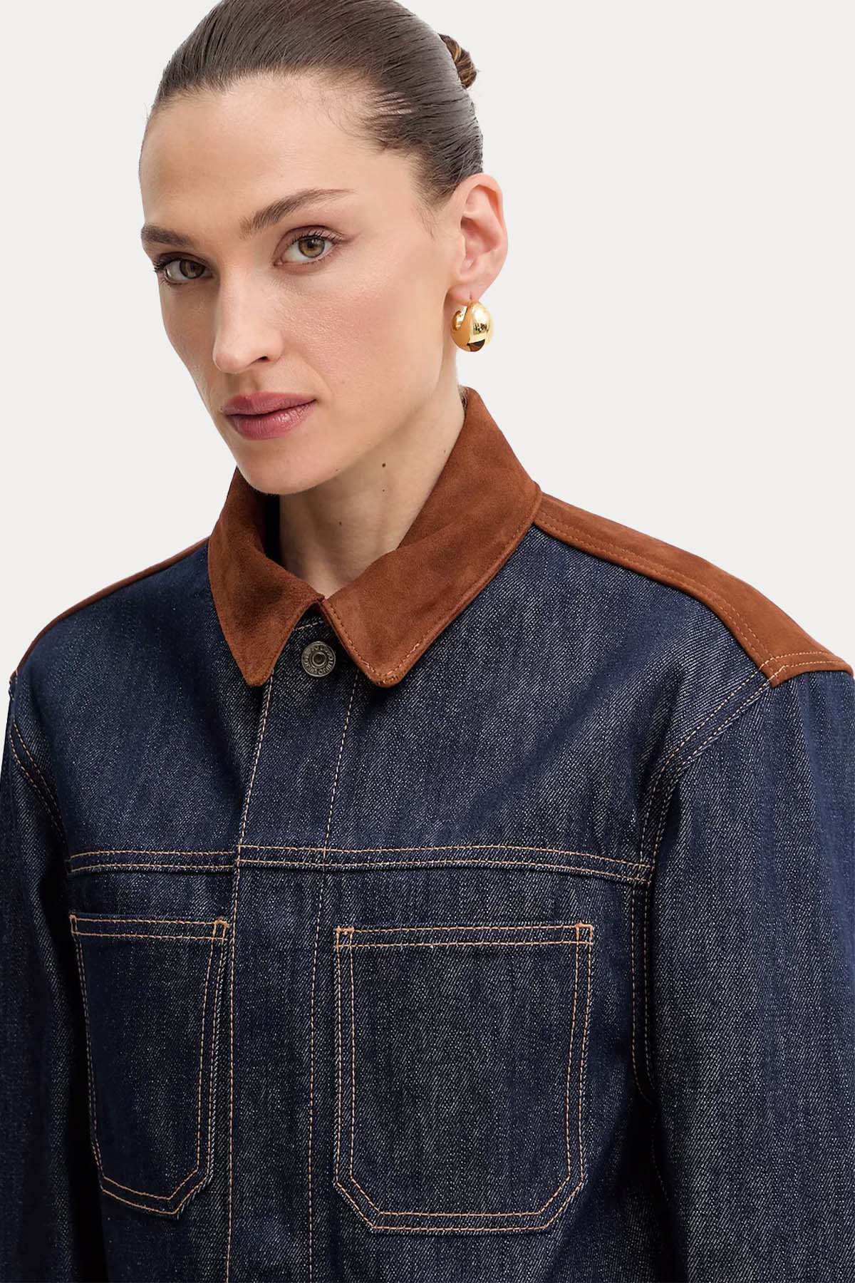 Liu Jo Süet Detaylı Denim Ceket-Ceket-Libas
