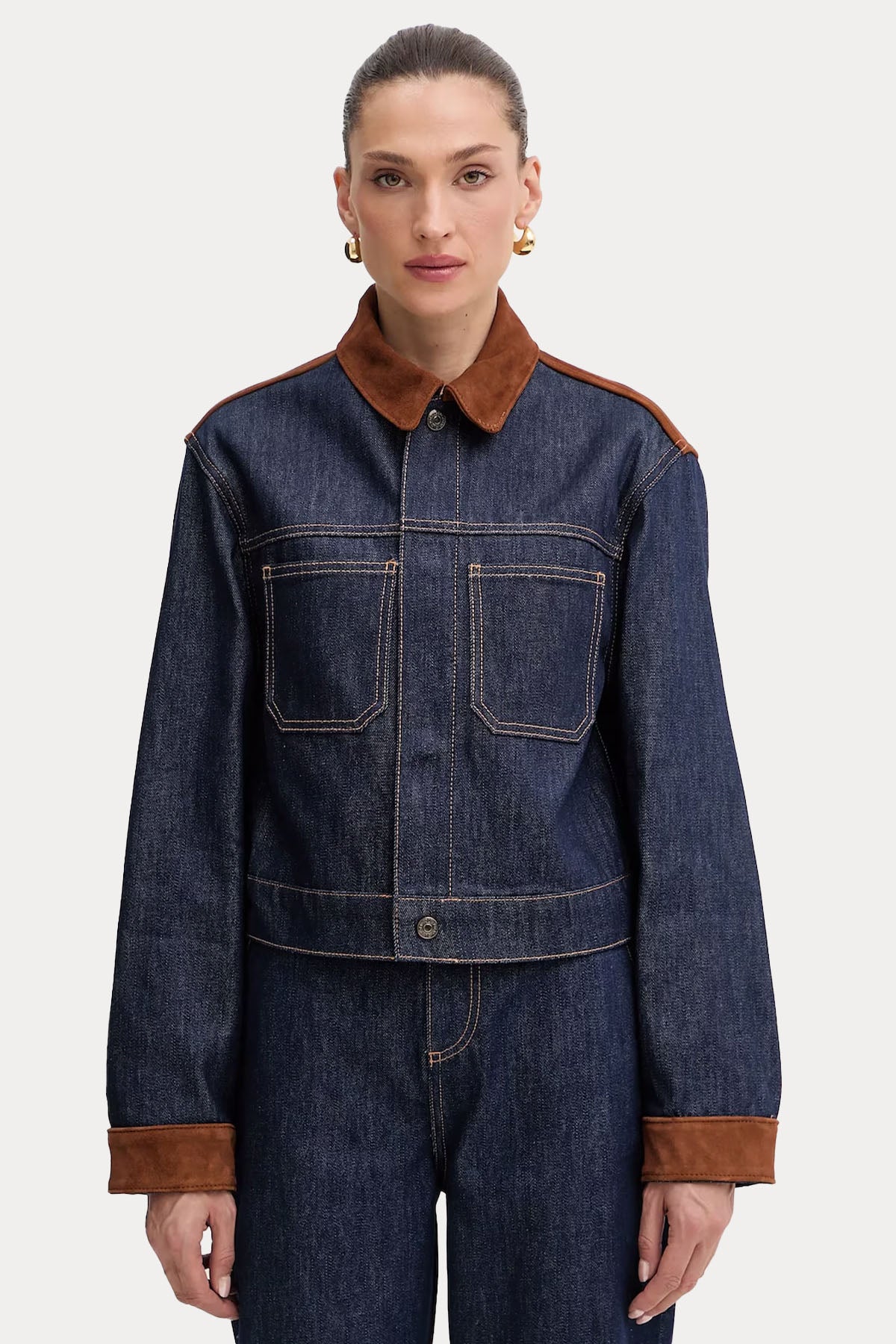 Liu Jo Süet Detaylı Denim Ceket