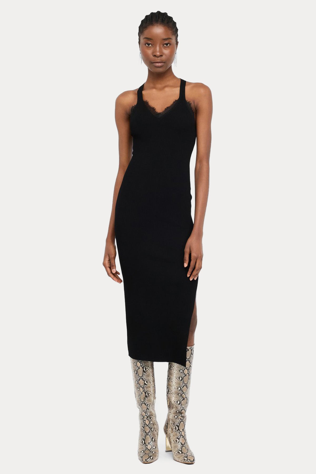 Liu Jo Slim Fit Dantel Detaylı Midi Elbise