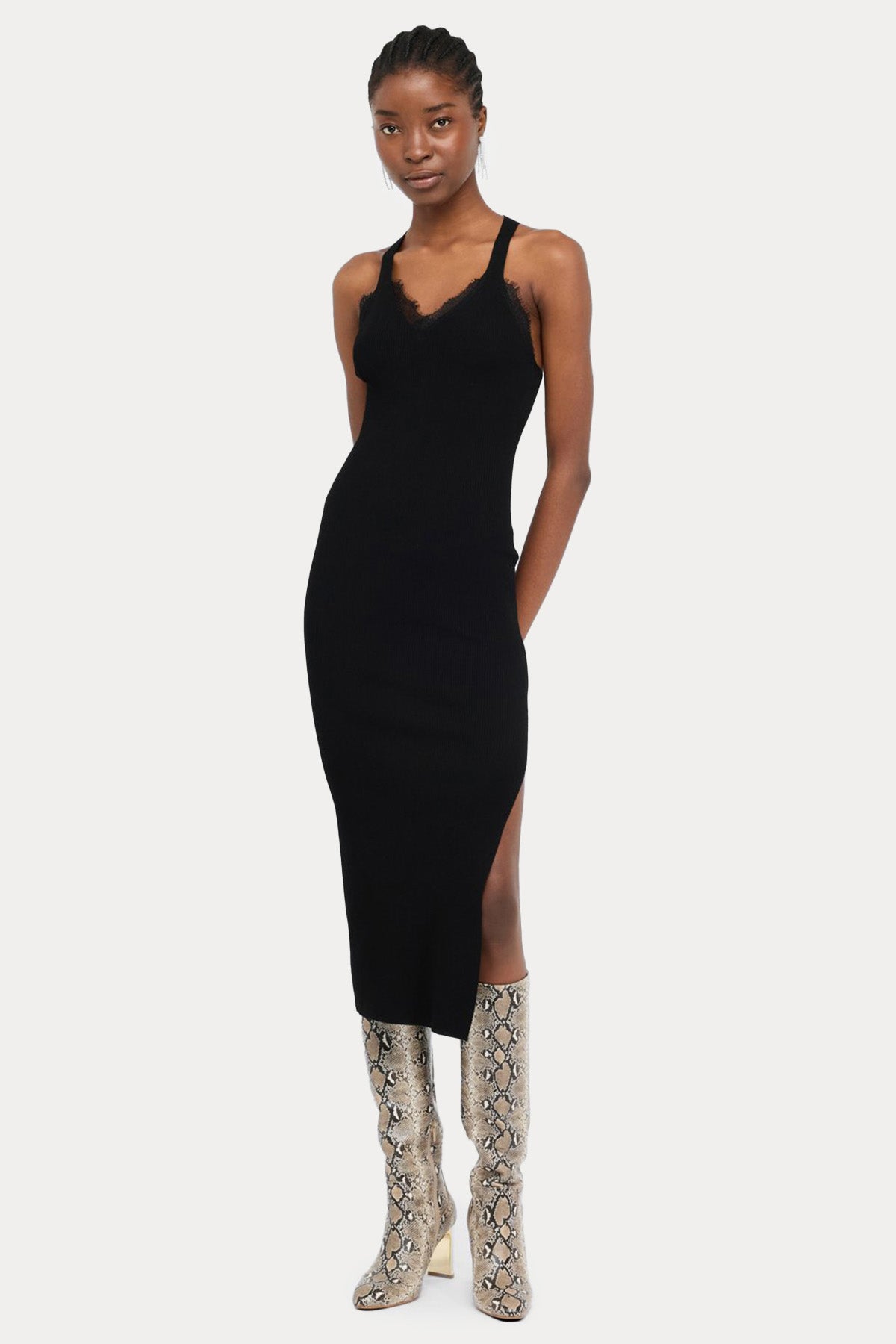 Liu Jo Slim Fit Dantel Detaylı Midi Elbise-Elbise-Libas