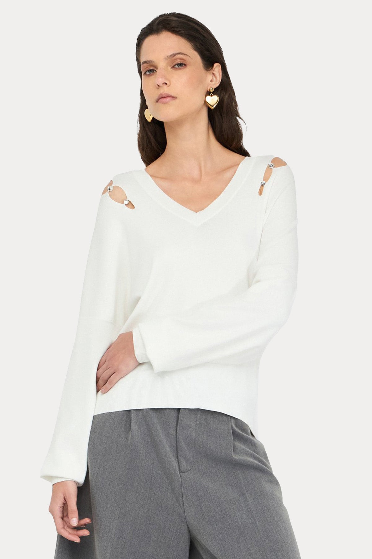 Liu Jo Relaxed Fit İnce Örgü V Yaka Triko