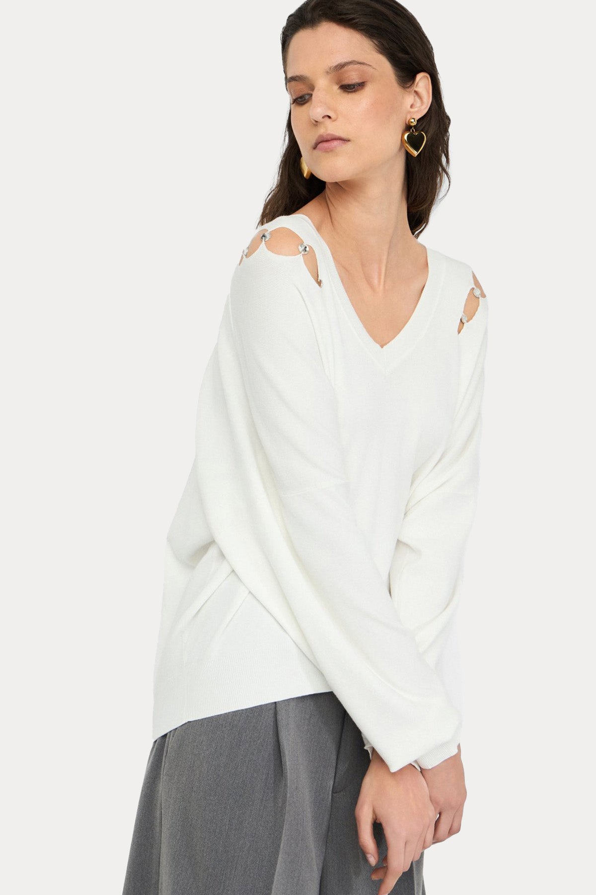 Liu Jo Relaxed Fit İnce Örgü V Yaka Triko