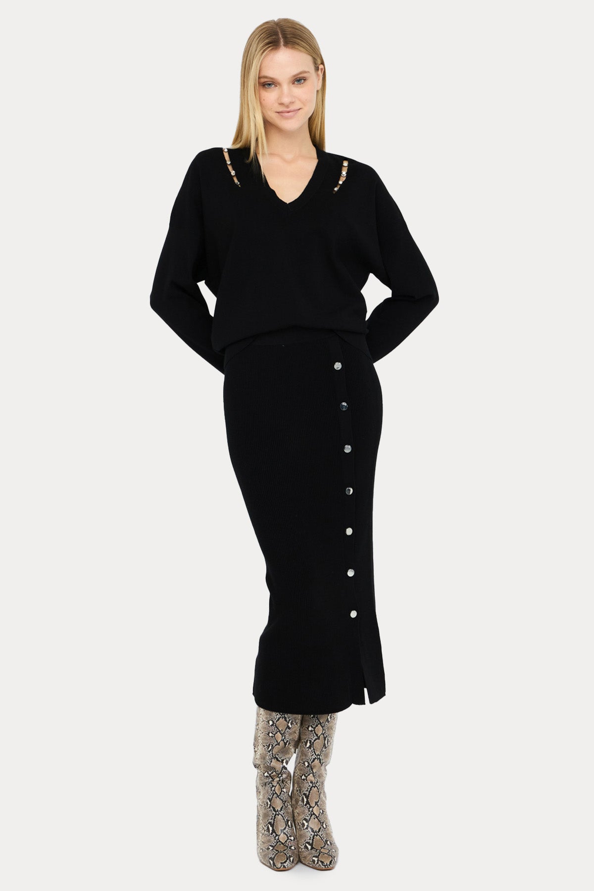 Liu Jo Relaxed Fit İnce Örgü V Yaka Triko