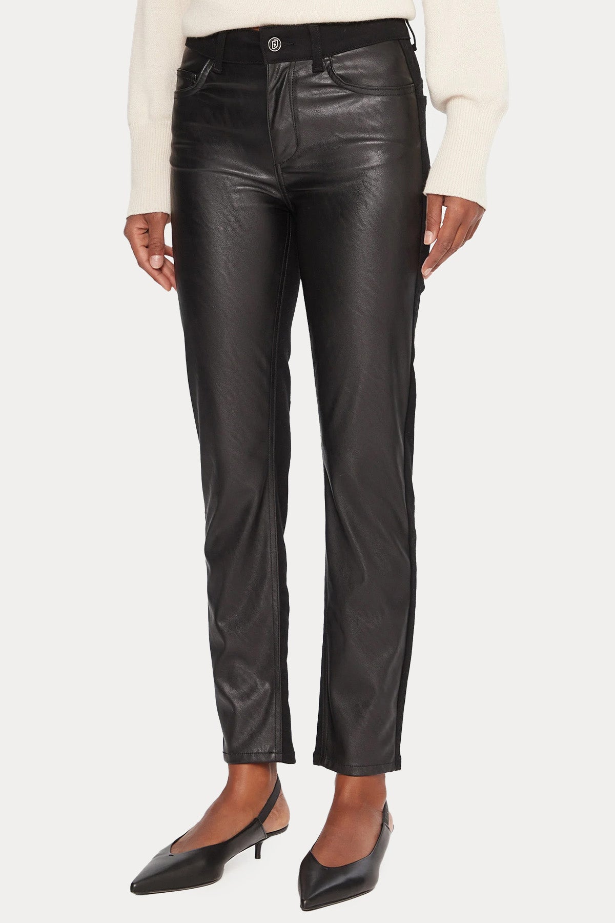 Liu Jo Slim Fit Deri Kombinasyonlu Streç Pantolon