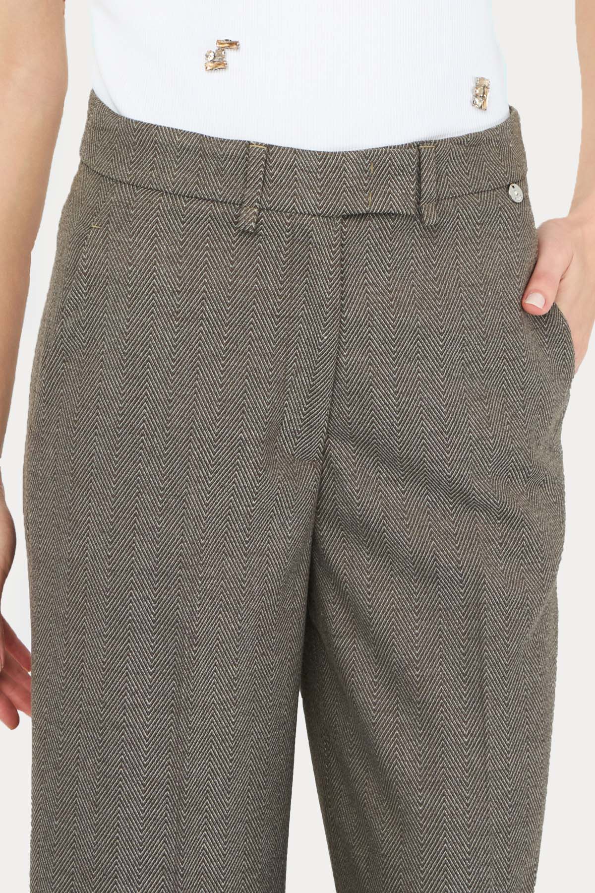 Liu Jo Straight Fit Yandan Cepli Yüksek Bel Pantolon