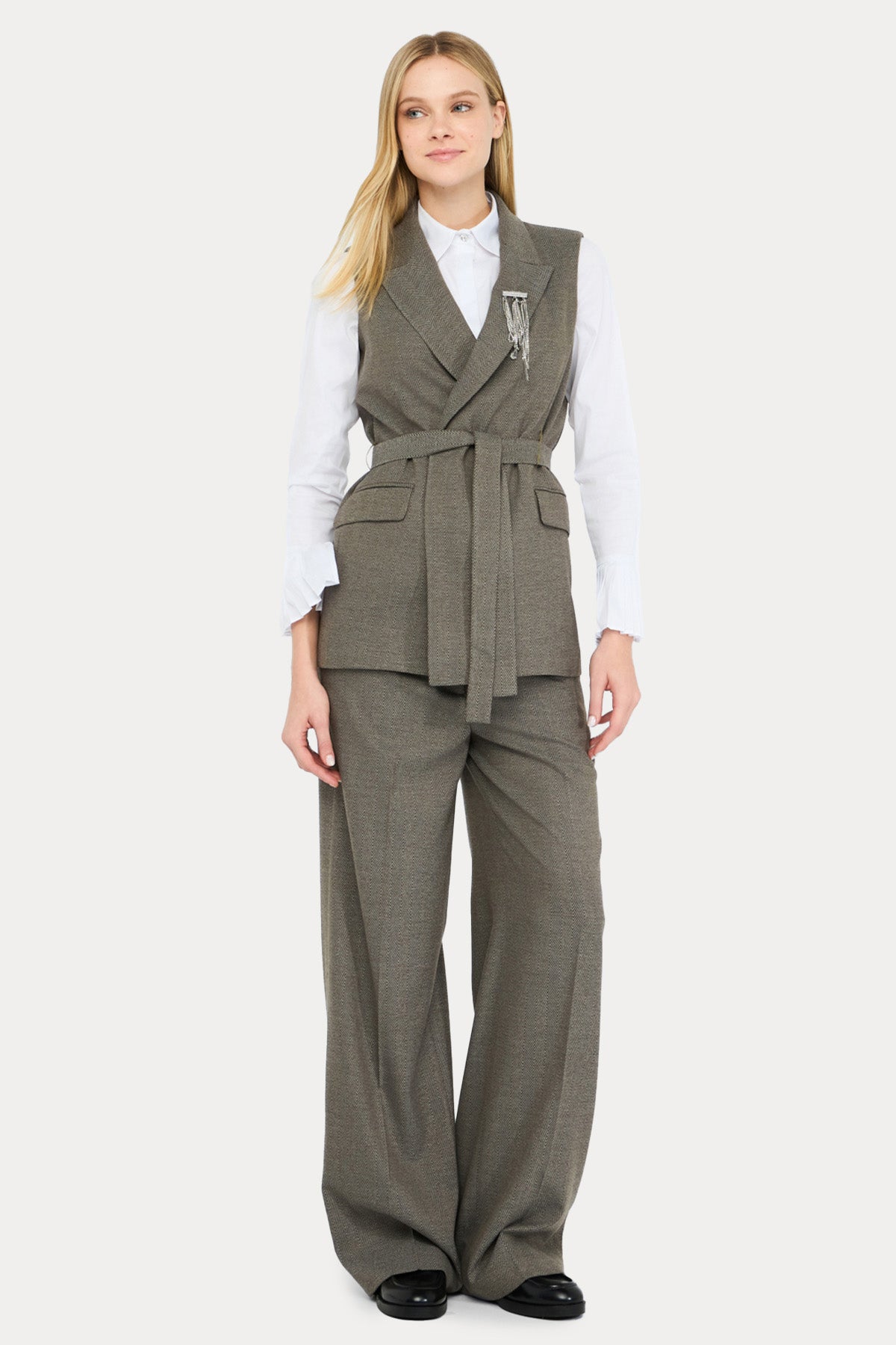 Liu Jo Straight Fit Yandan Cepli Yüksek Bel Pantolon