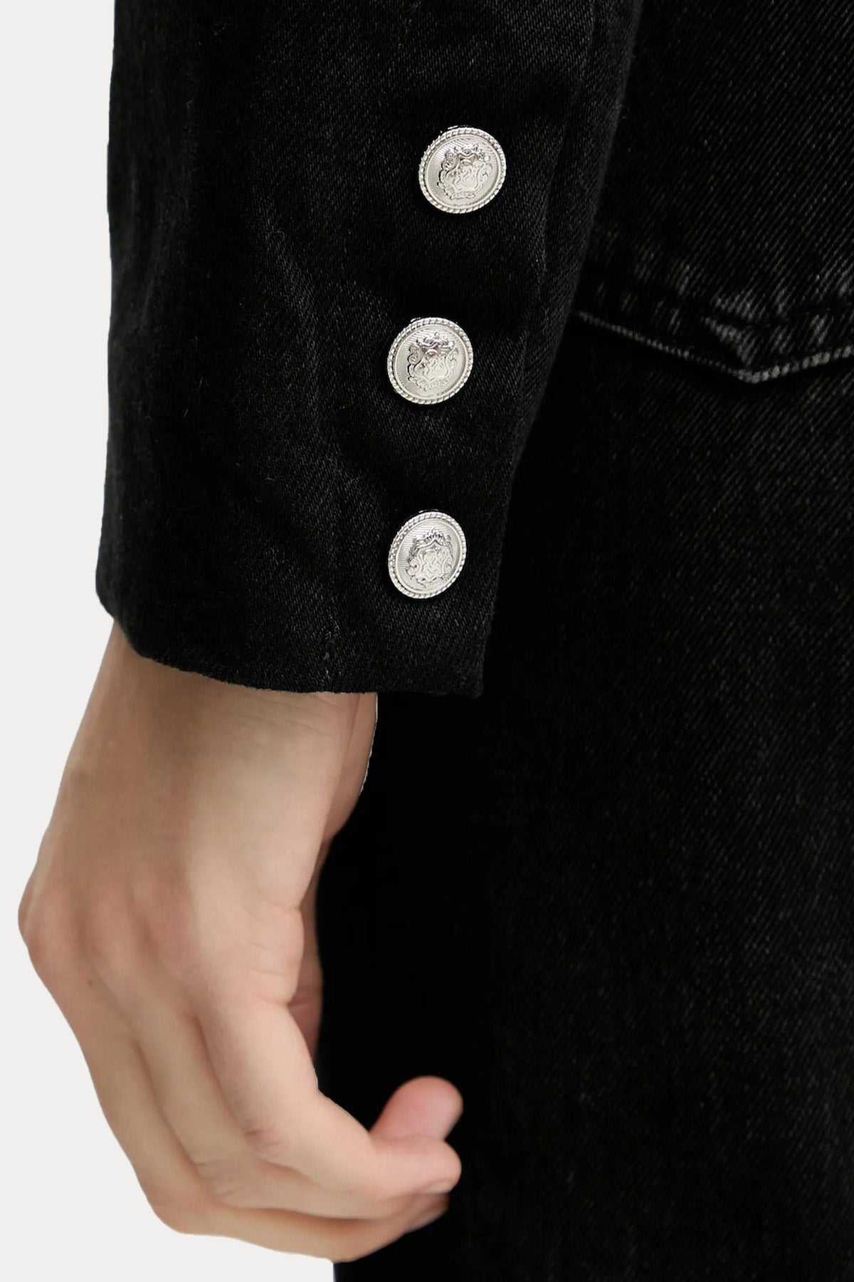 Liu Jo Parlak Taş Aksesuarlı Crop Denim Ceket