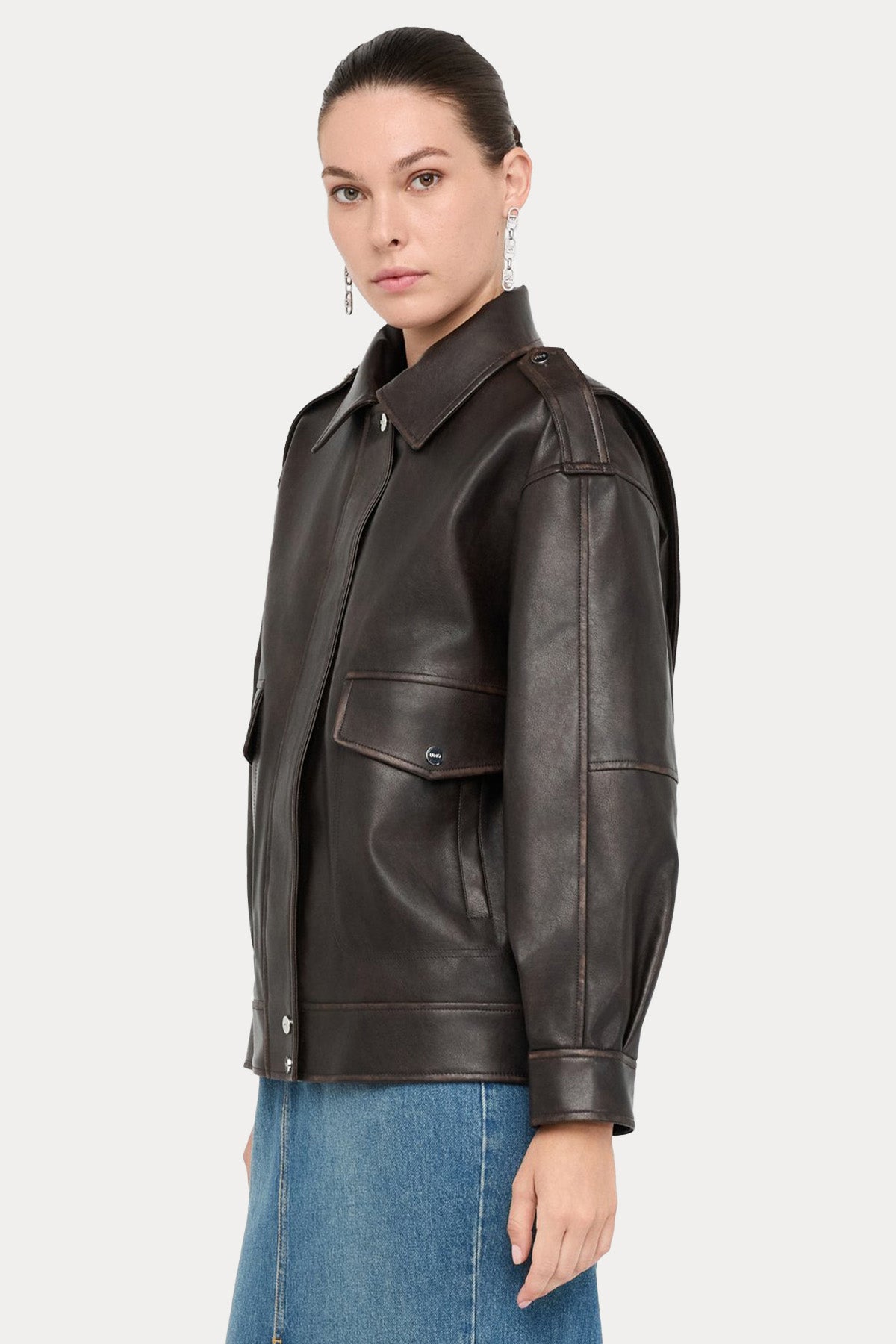 Liu Jo Relaxed Fit Deri Ceket-Deri Ceket-Libas
