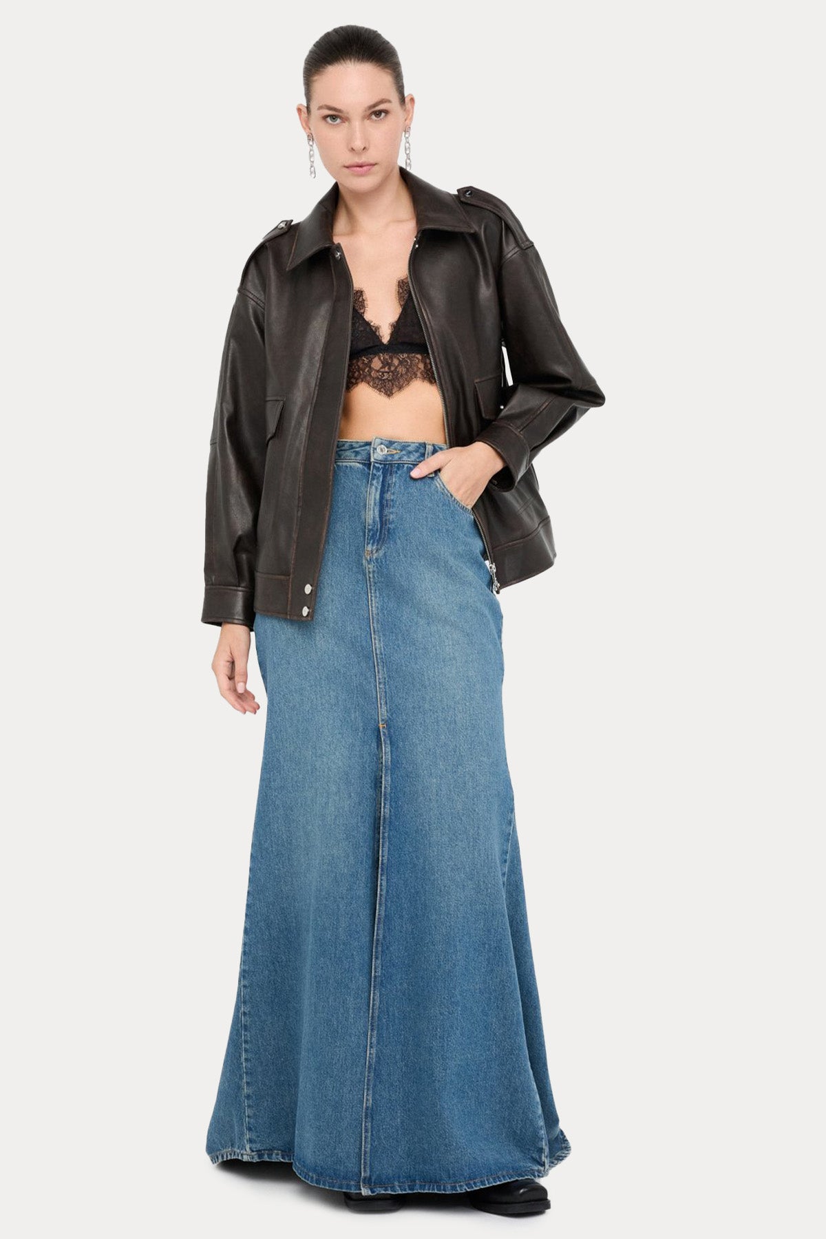 Liu Jo Relaxed Fit Deri Ceket-Deri Ceket-Libas